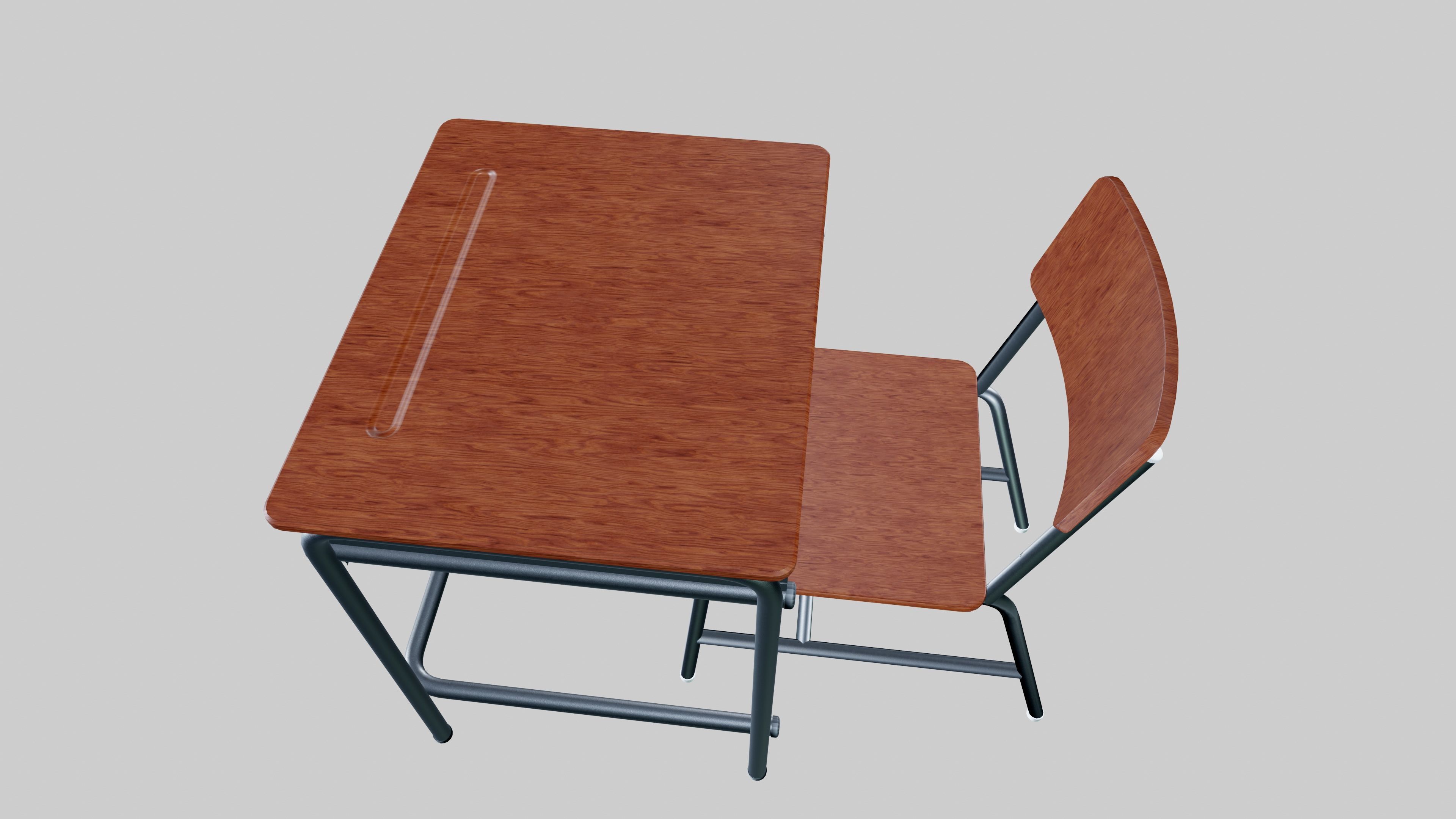 School Desk Low-poly 3D model_5