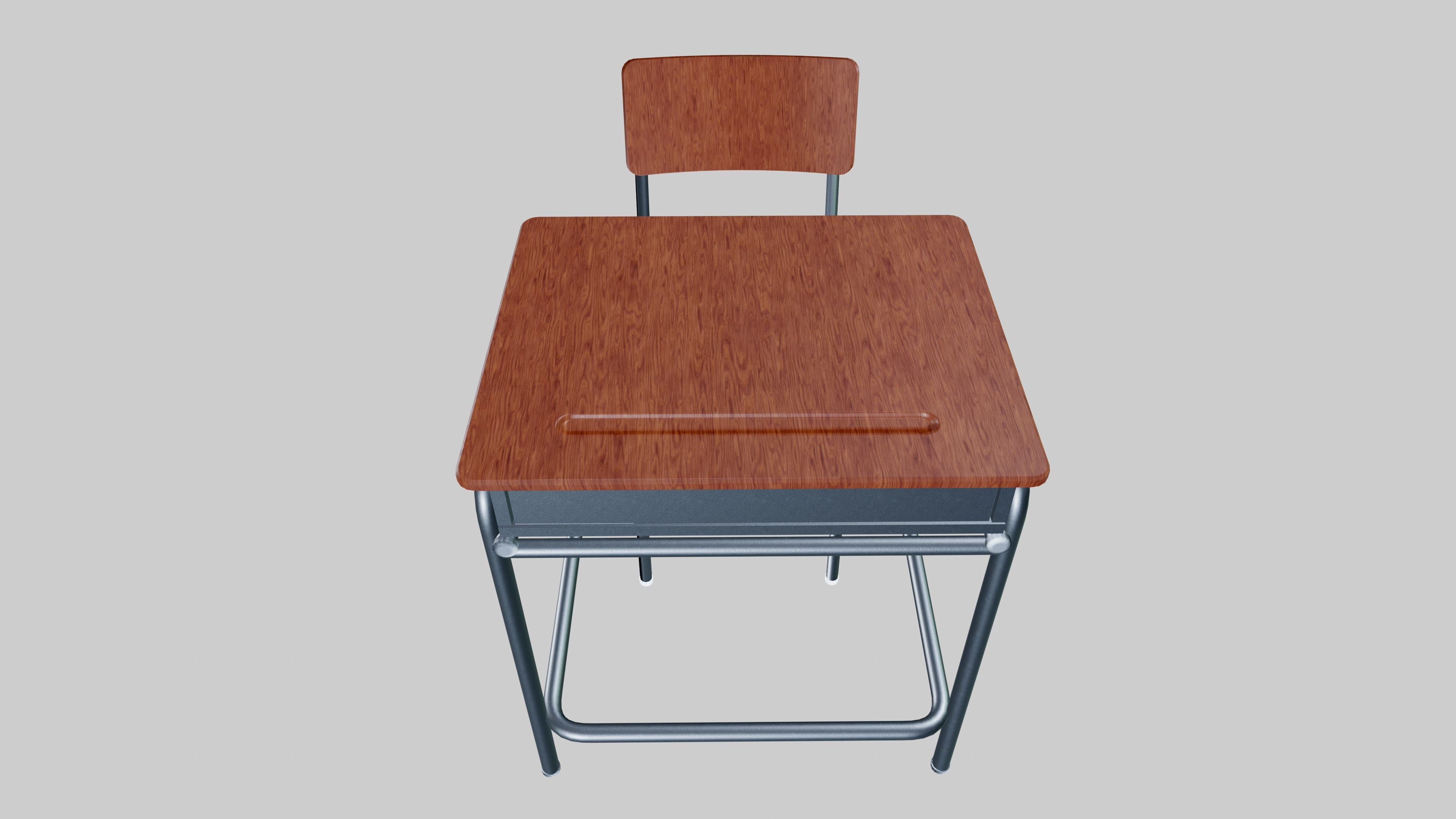 School Desk Low-poly 3D model_6