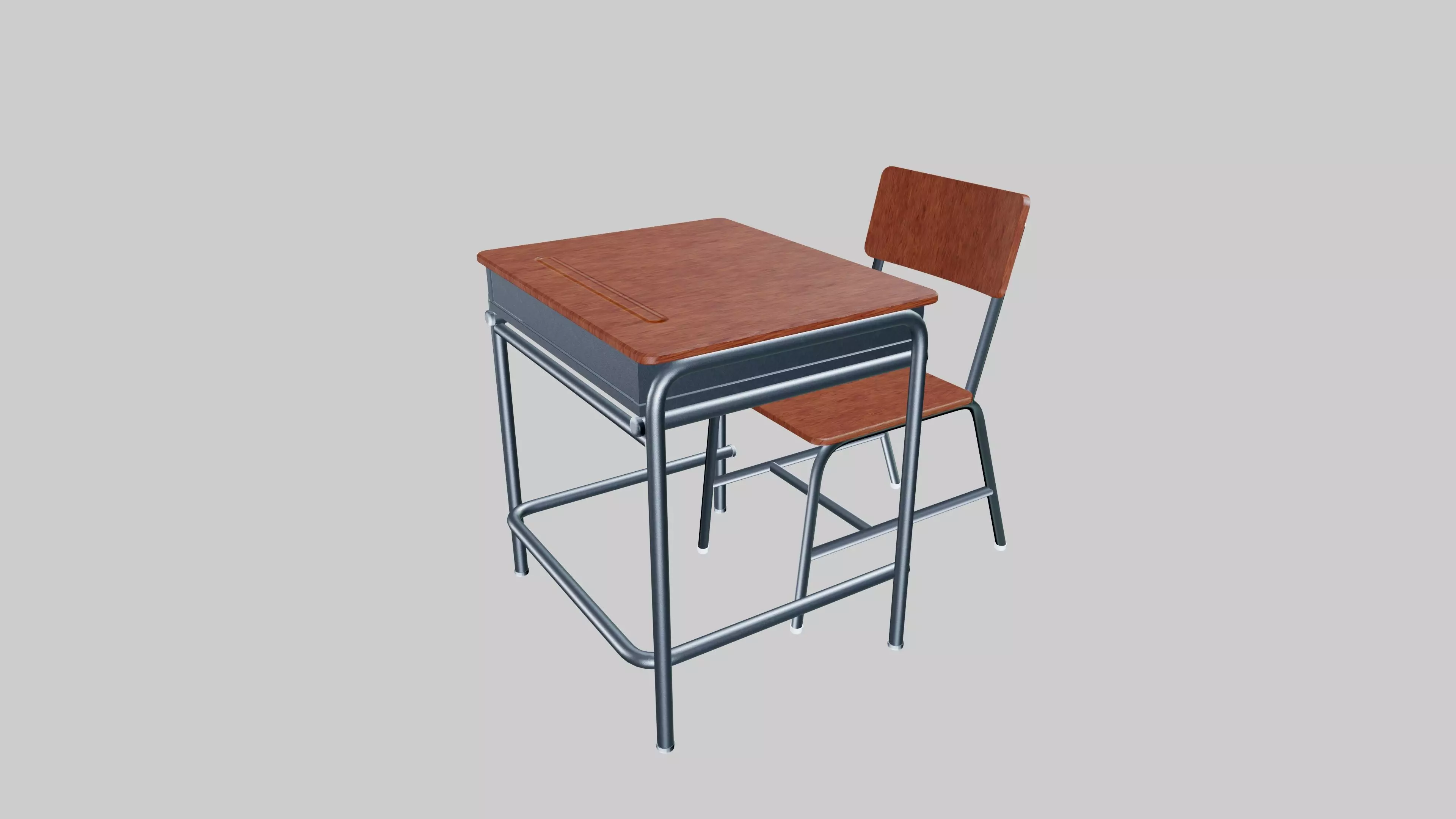 School Desk Low-poly 3D model_0