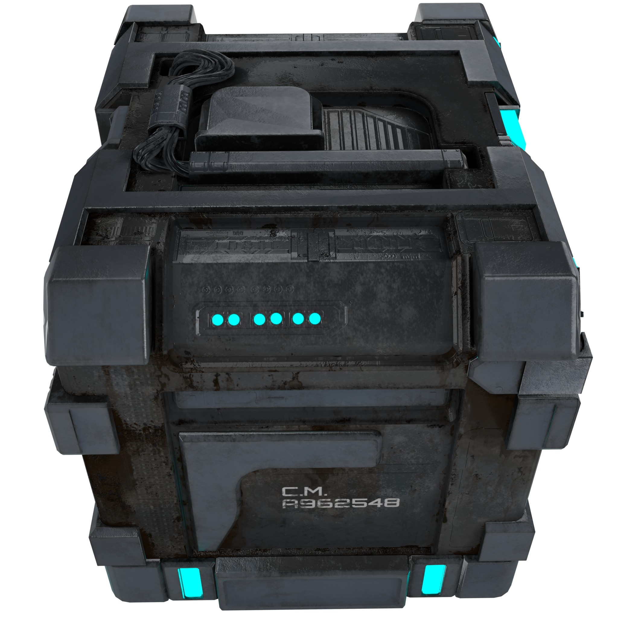 High-Detail Sci-Fi 3D Prop box A Low-poly 3D model_4