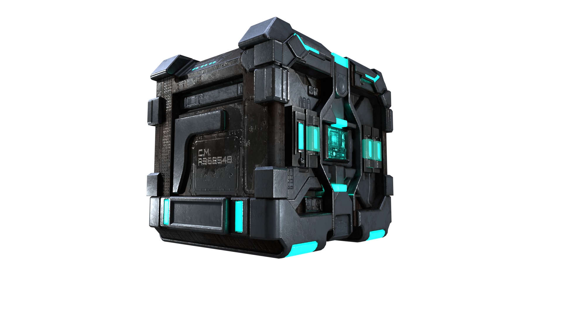 High-Detail Sci-Fi 3D Prop box A Low-poly 3D model_8
