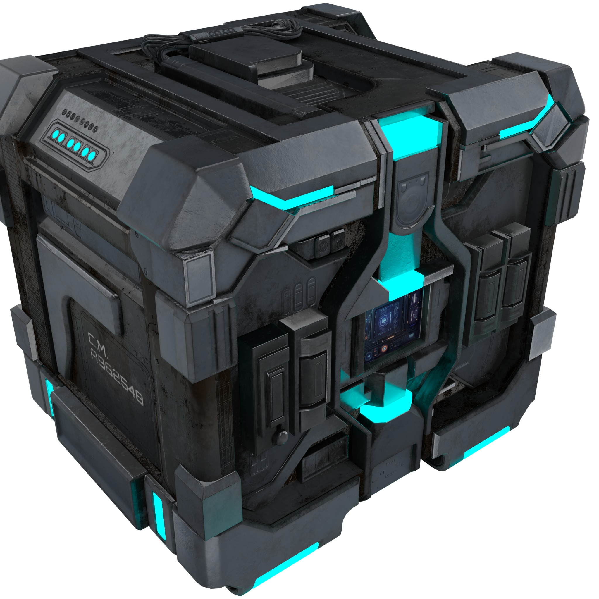 High-Detail Sci-Fi 3D Prop box A Low-poly 3D model_6