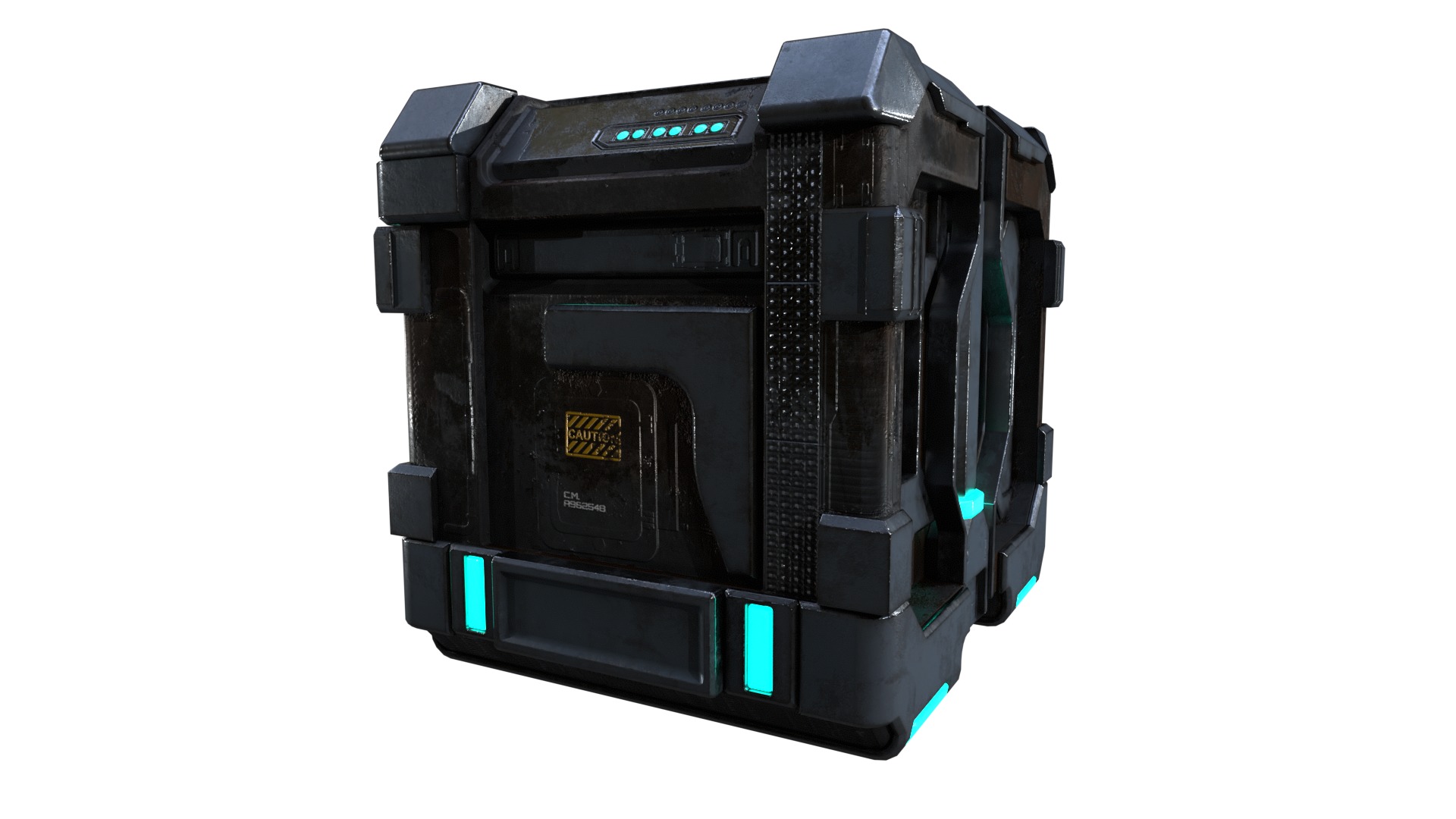 High-Detail Sci-Fi 3D Prop box A Low-poly 3D model_10