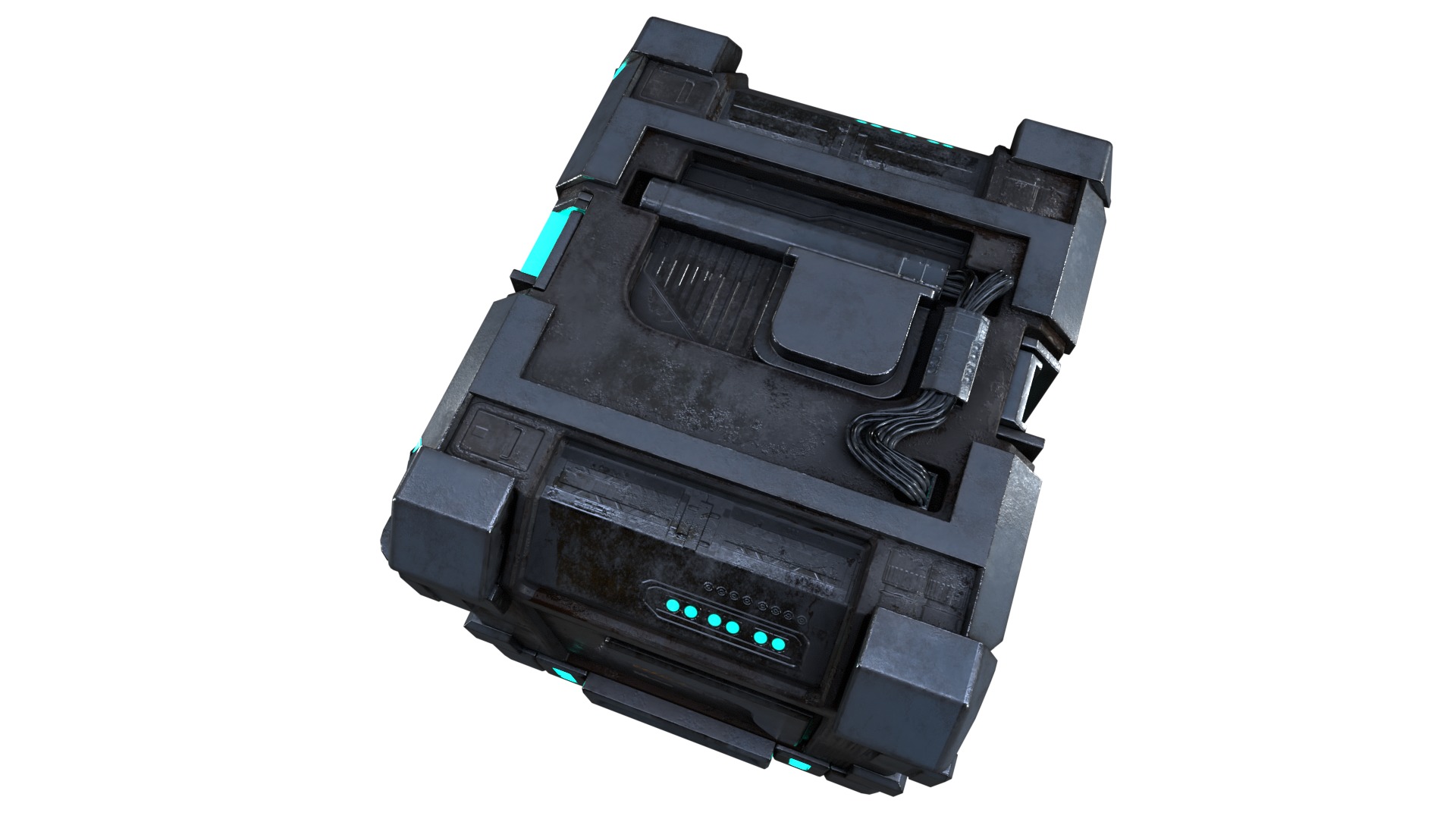 High-Detail Sci-Fi 3D Prop box A Low-poly 3D model_11