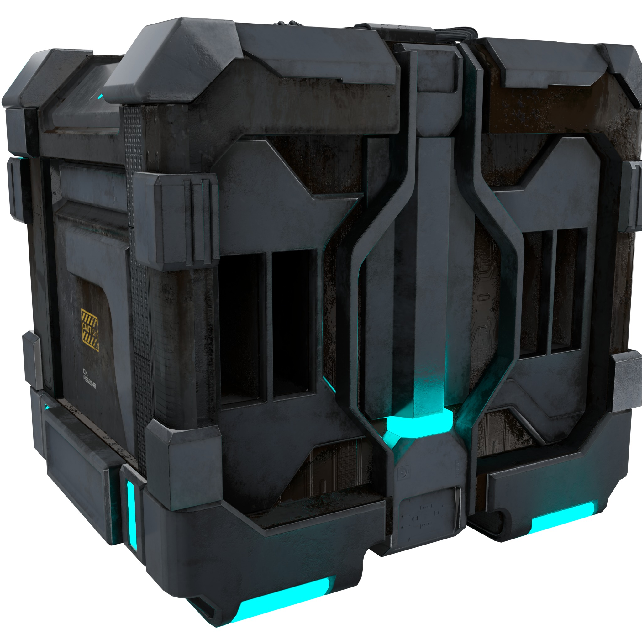 High-Detail Sci-Fi 3D Prop box A Low-poly 3D model_5
