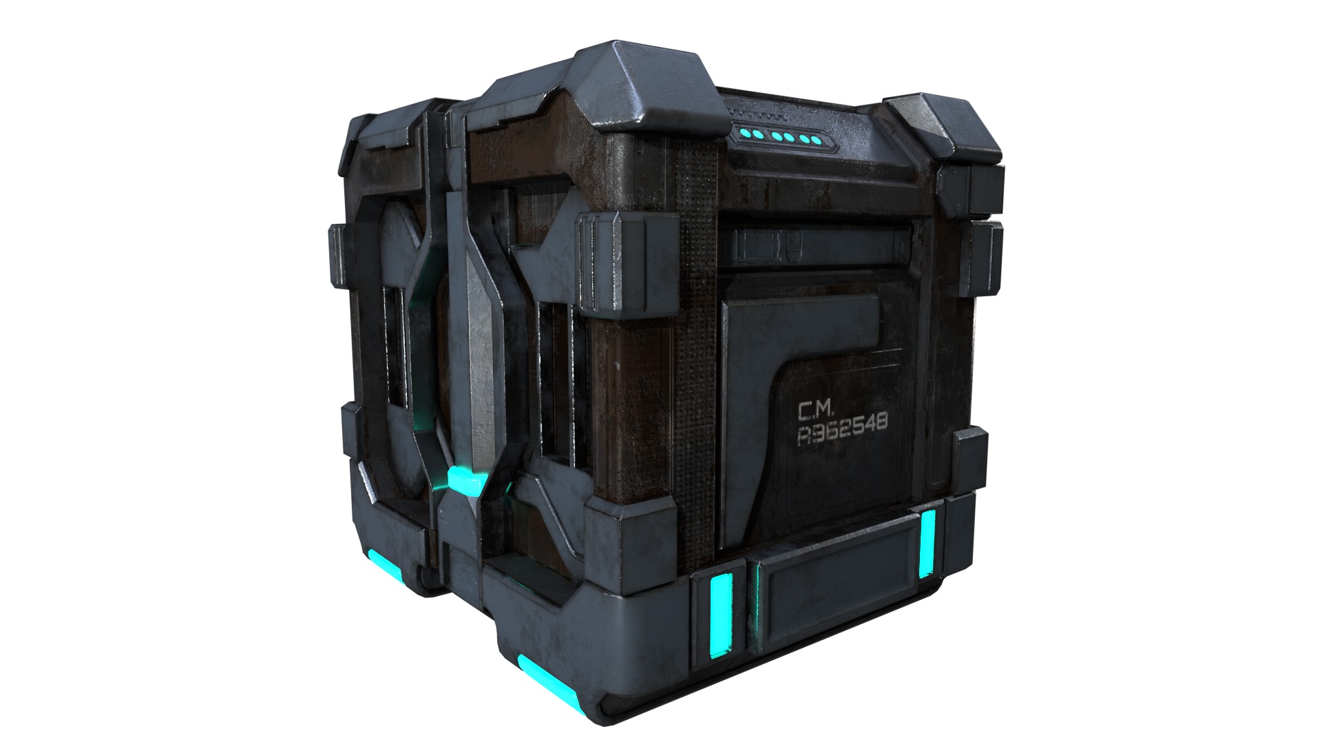 High-Detail Sci-Fi 3D Prop box A Low-poly 3D model_9