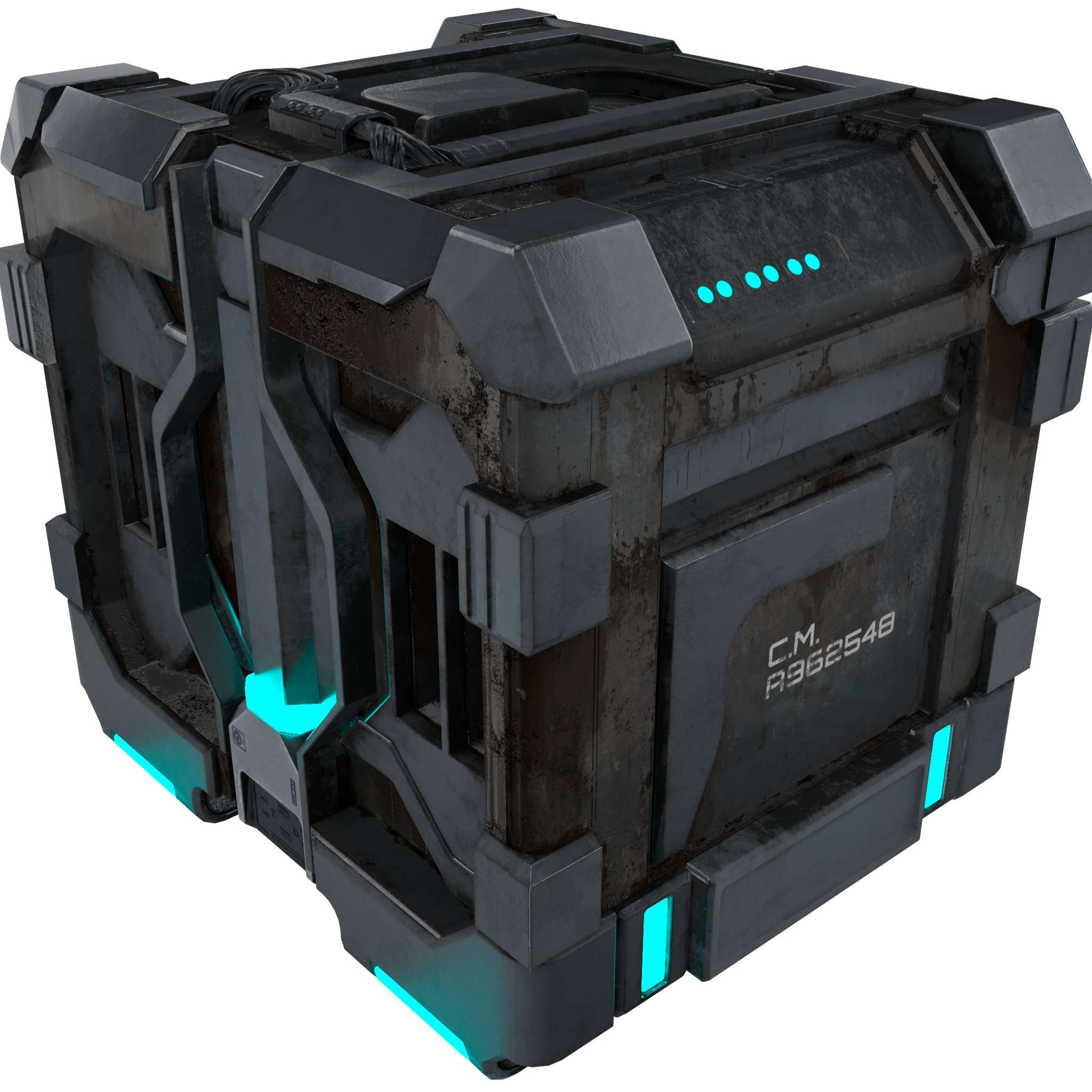High-Detail Sci-Fi 3D Prop box A Low-poly 3D model_7