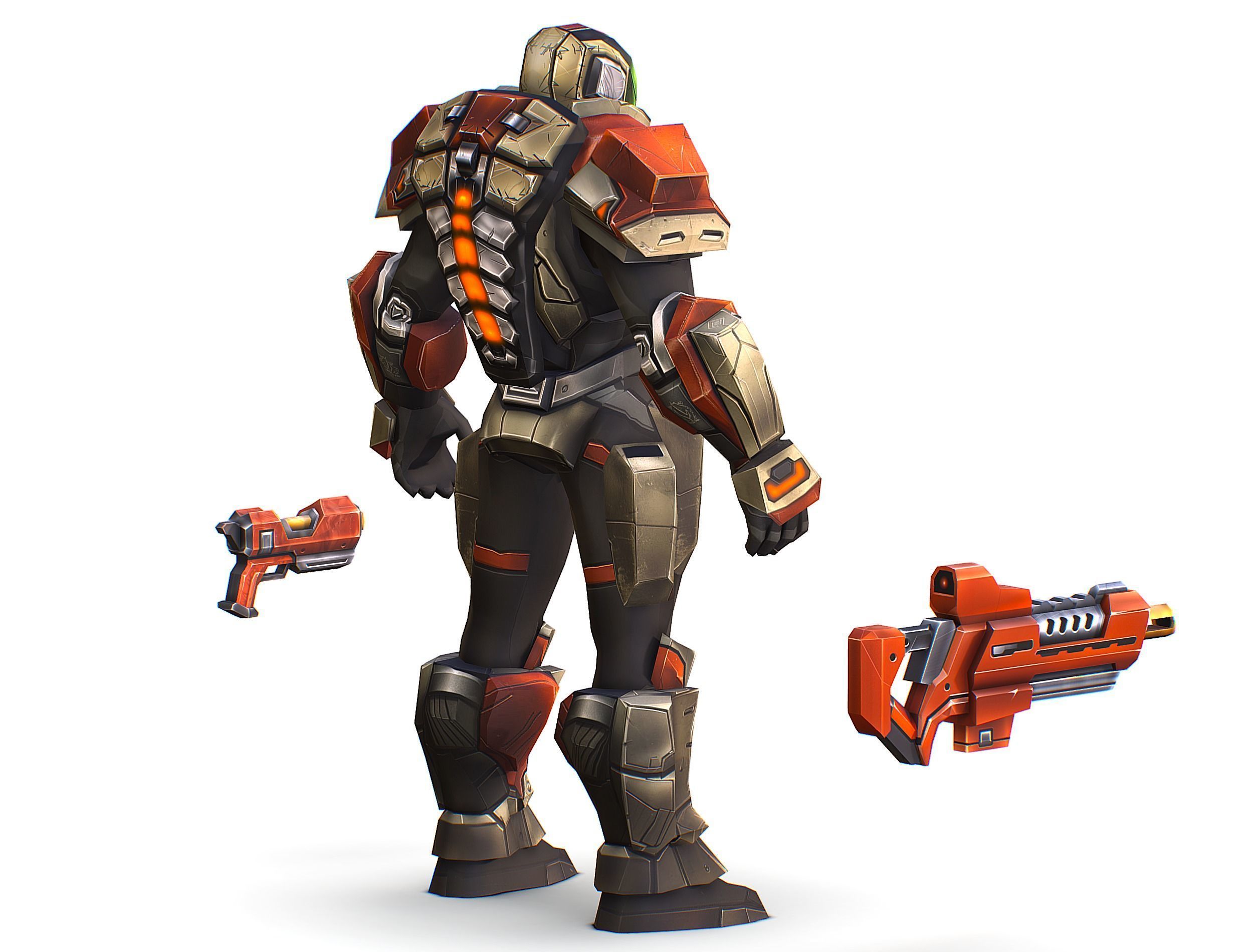 Cartoon Sci-Fi Cyborg Drone Trooper Soldier Low-poly 3D model_9