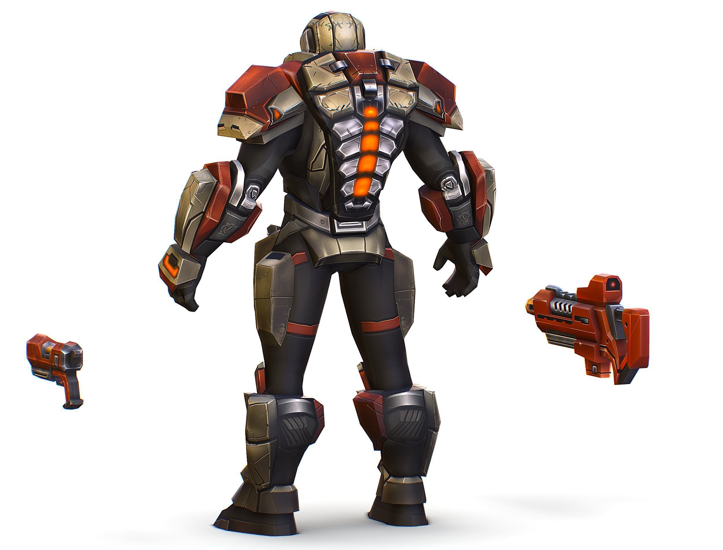 Cartoon Sci-Fi Cyborg Drone Trooper Soldier Low-poly 3D model_7