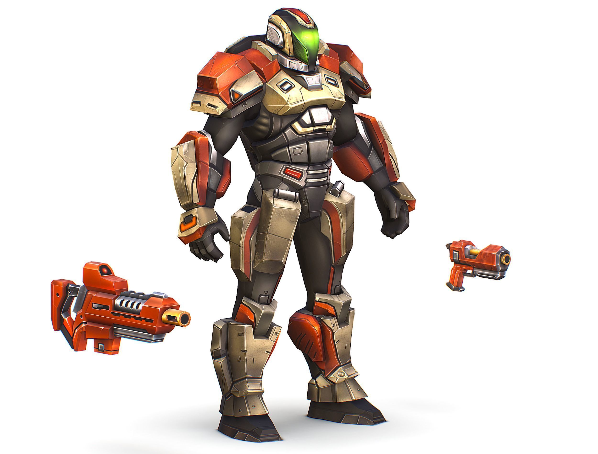 Cartoon Sci-Fi Cyborg Drone Trooper Soldier Low-poly 3D model_11