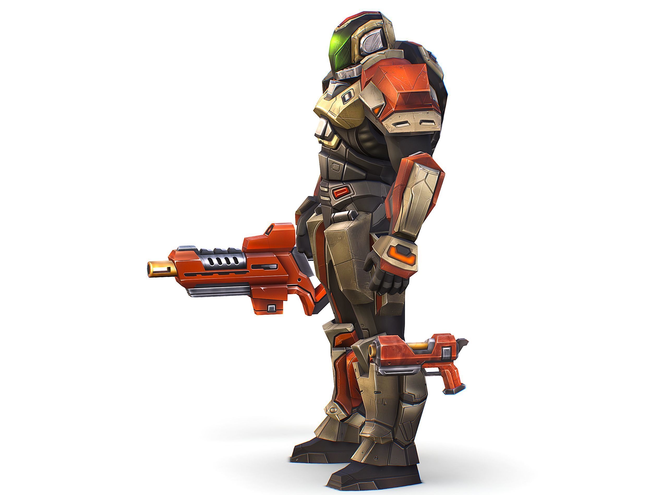 Cartoon Sci-Fi Cyborg Drone Trooper Soldier Low-poly 3D model_4