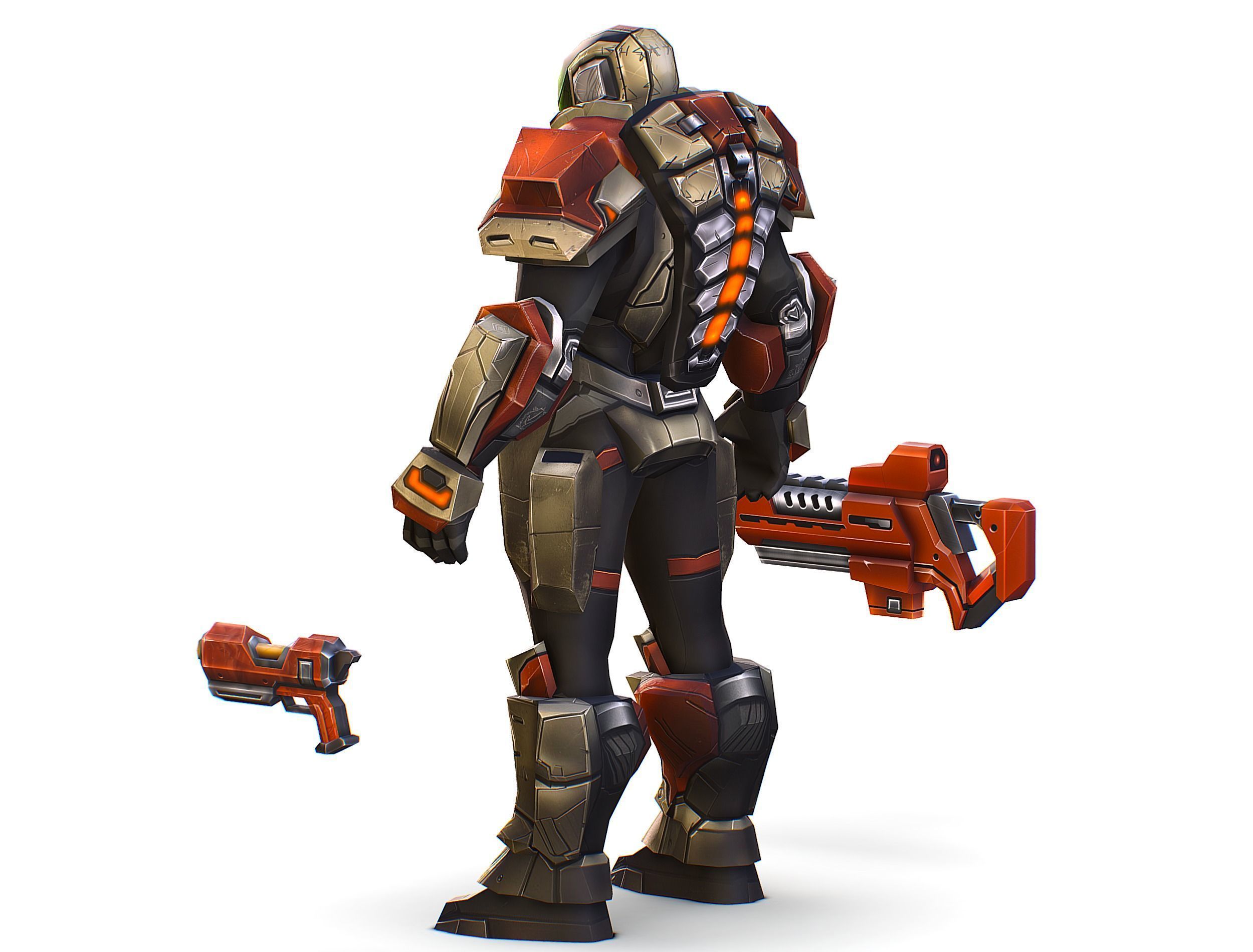 Cartoon Sci-Fi Cyborg Drone Trooper Soldier Low-poly 3D model_6