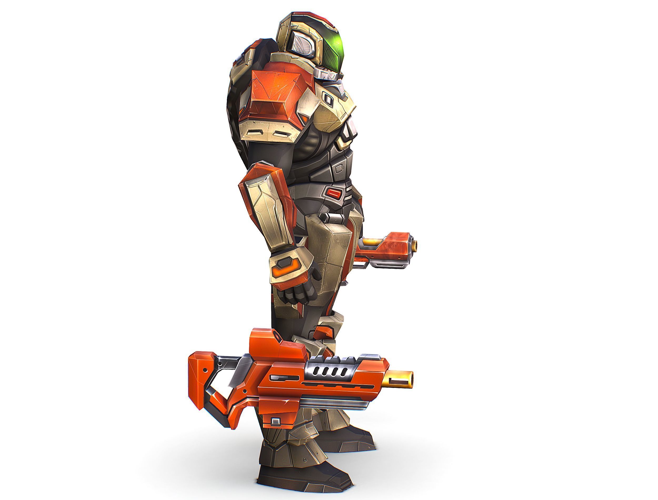 Cartoon Sci-Fi Cyborg Drone Trooper Soldier Low-poly 3D model_10