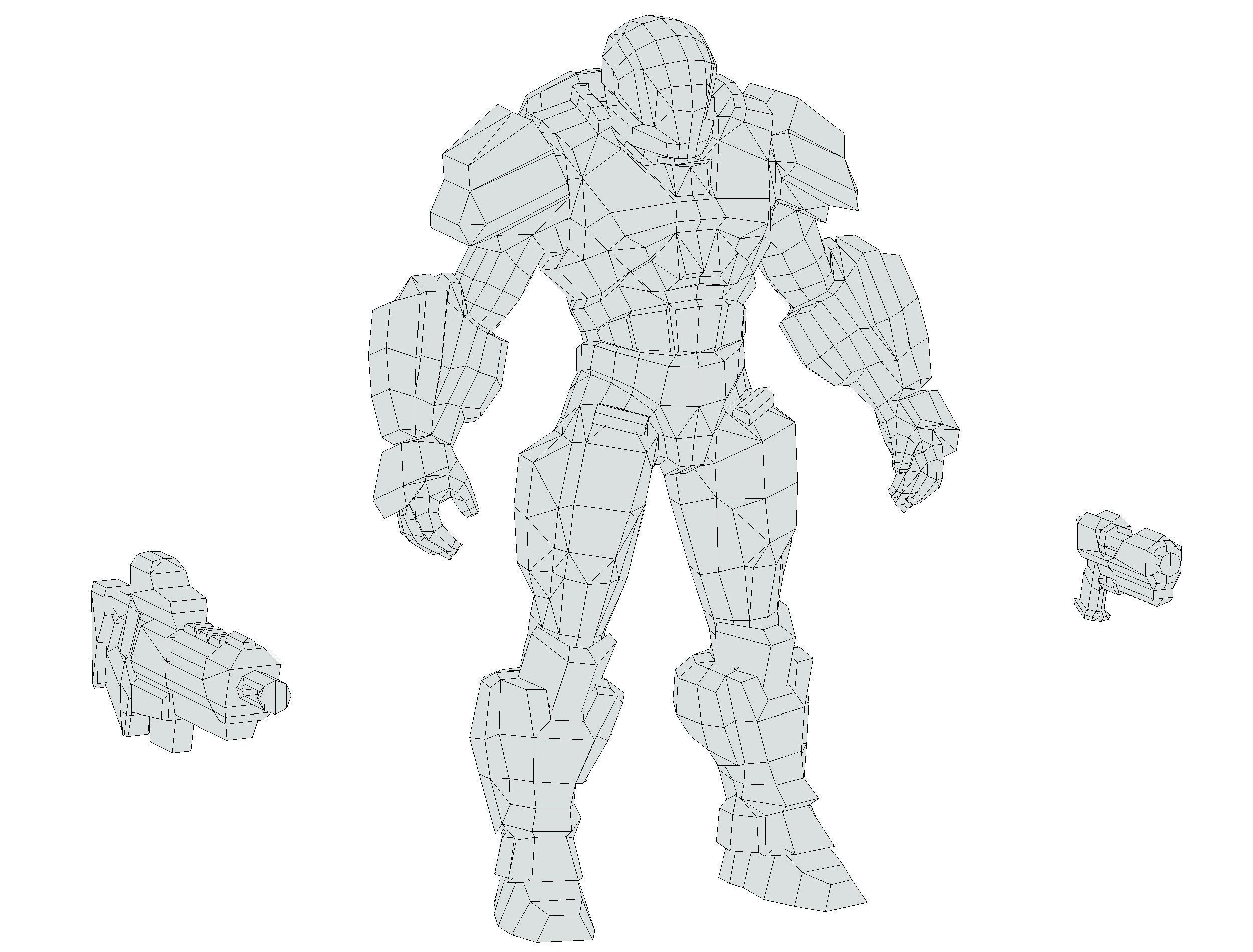 Cartoon Sci-Fi Cyborg Drone Trooper Soldier Low-poly 3D model_61