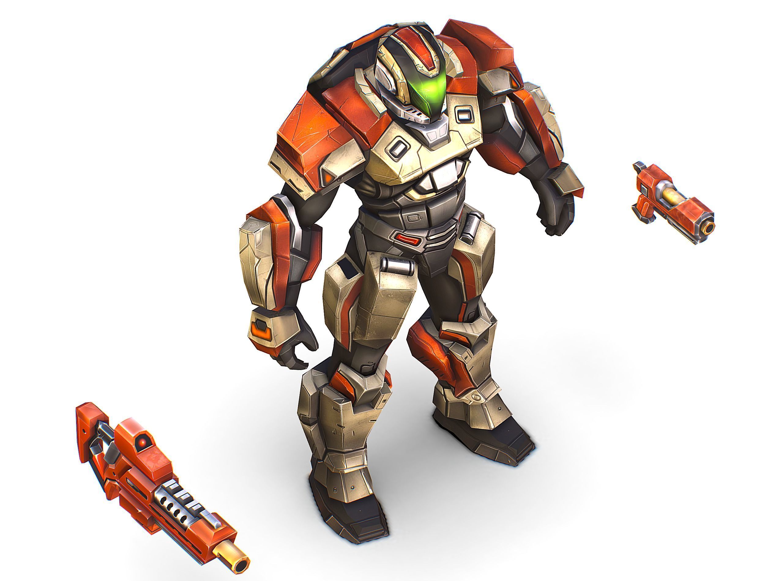 Cartoon Sci-Fi Cyborg Drone Trooper Soldier Low-poly 3D model_12