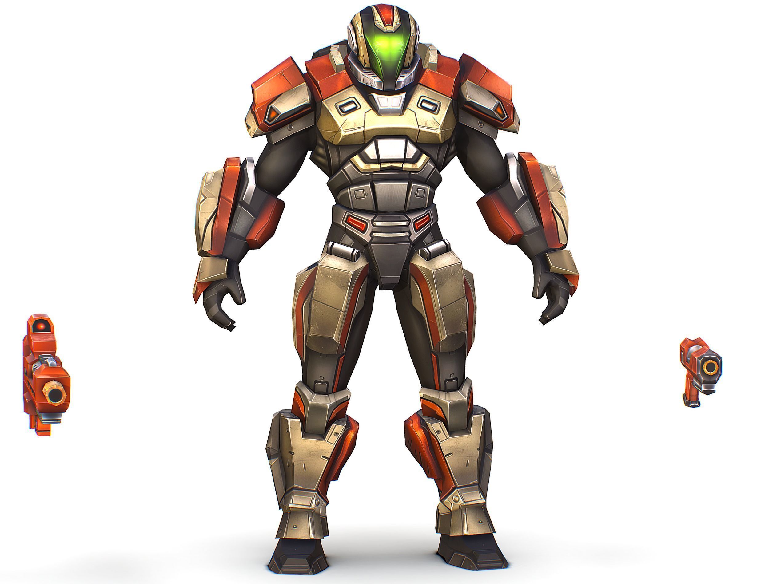 Cartoon Sci-Fi Cyborg Drone Trooper Soldier Low-poly 3D model_1