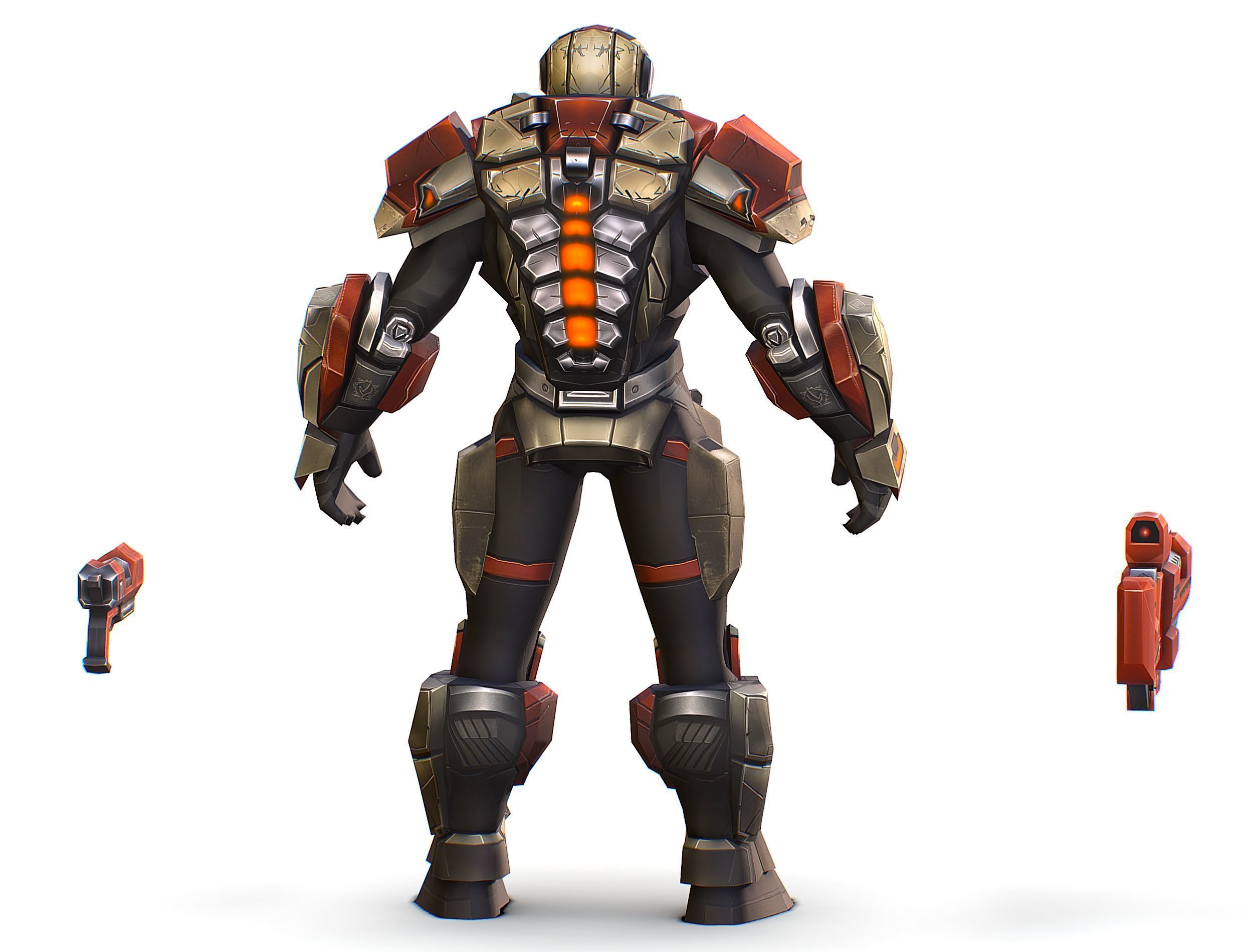 Cartoon Sci-Fi Cyborg Drone Trooper Soldier Low-poly 3D model_8