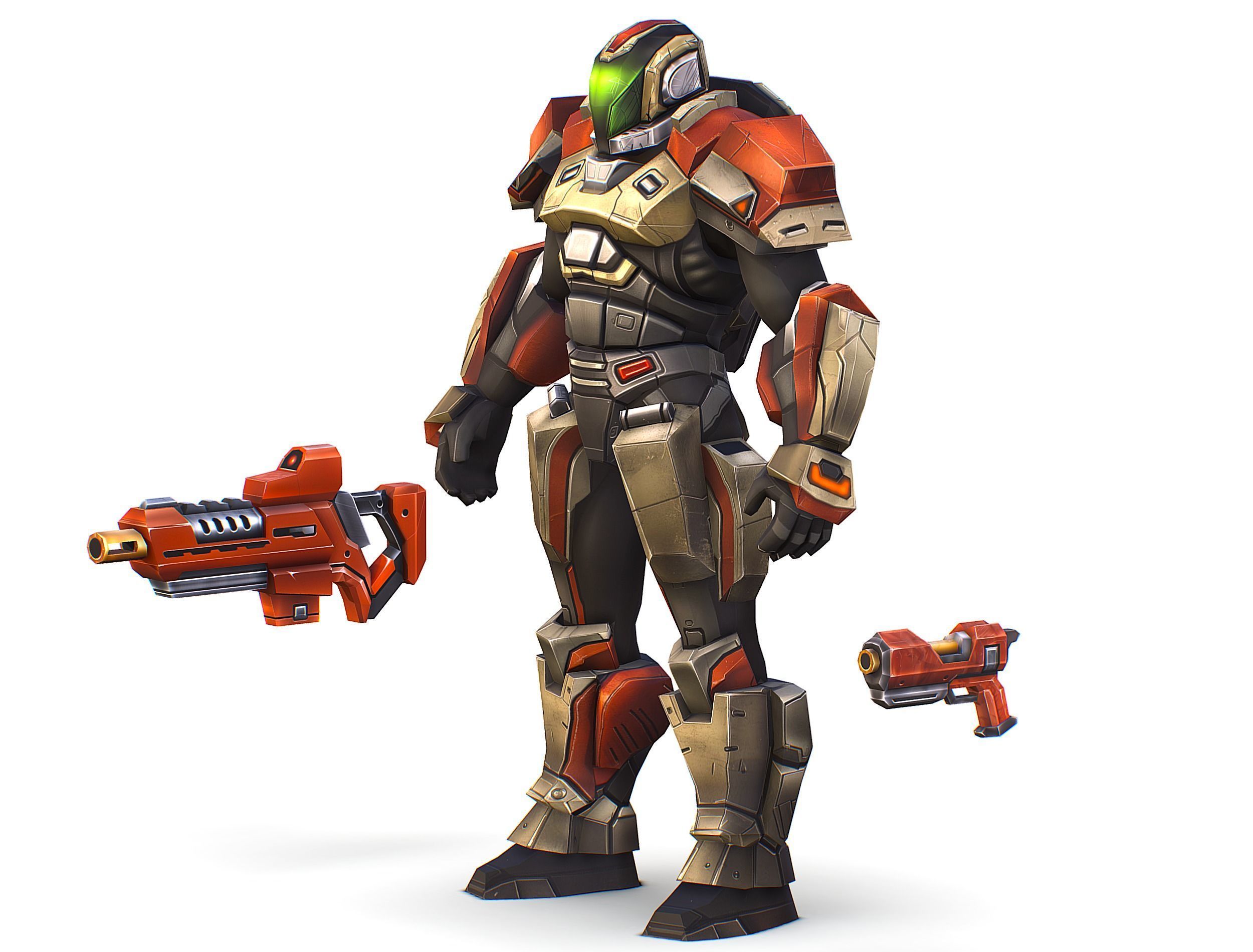 Cartoon Sci-Fi Cyborg Drone Trooper Soldier Low-poly 3D model_3