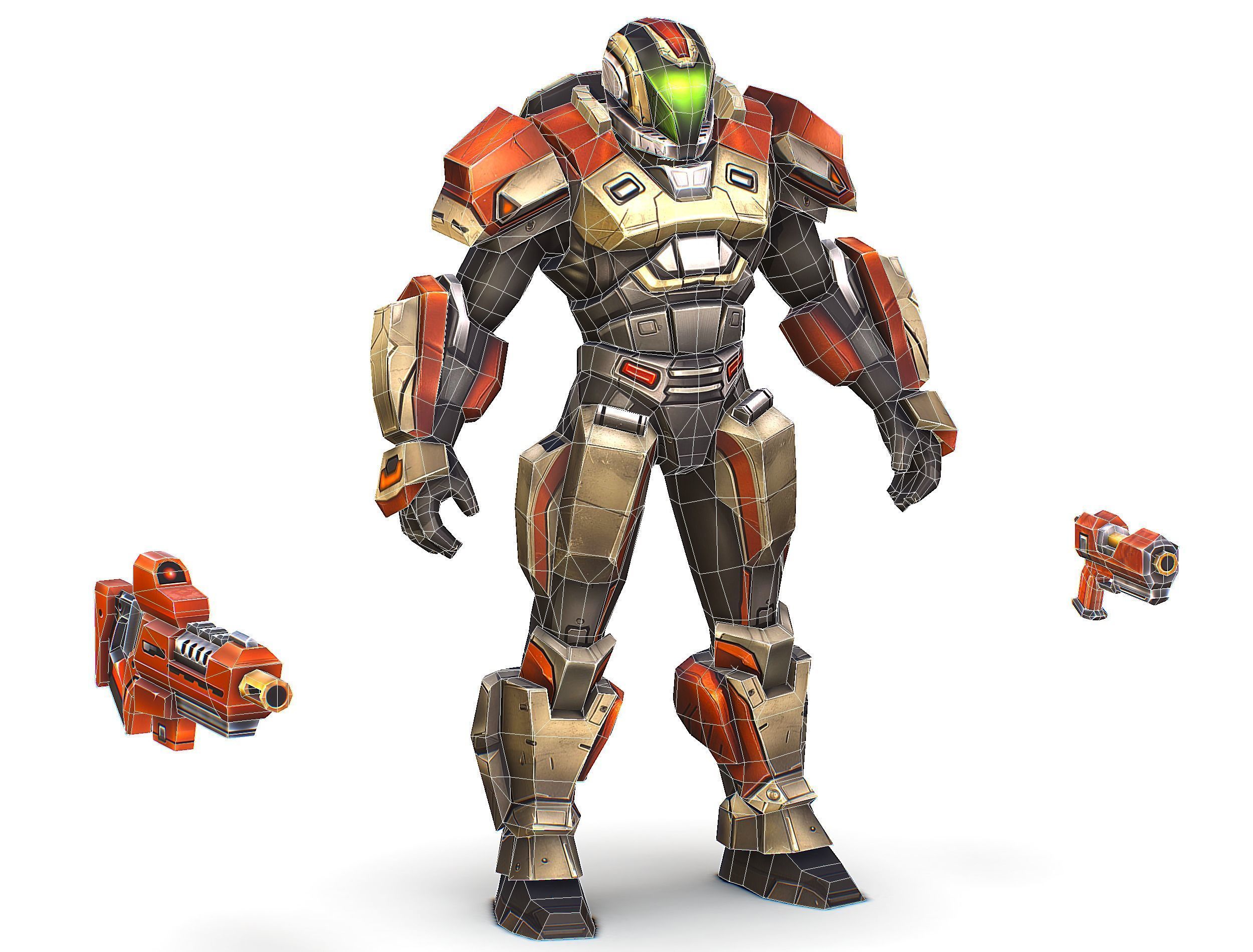 Cartoon Sci-Fi Cyborg Drone Trooper Soldier Low-poly 3D model_58