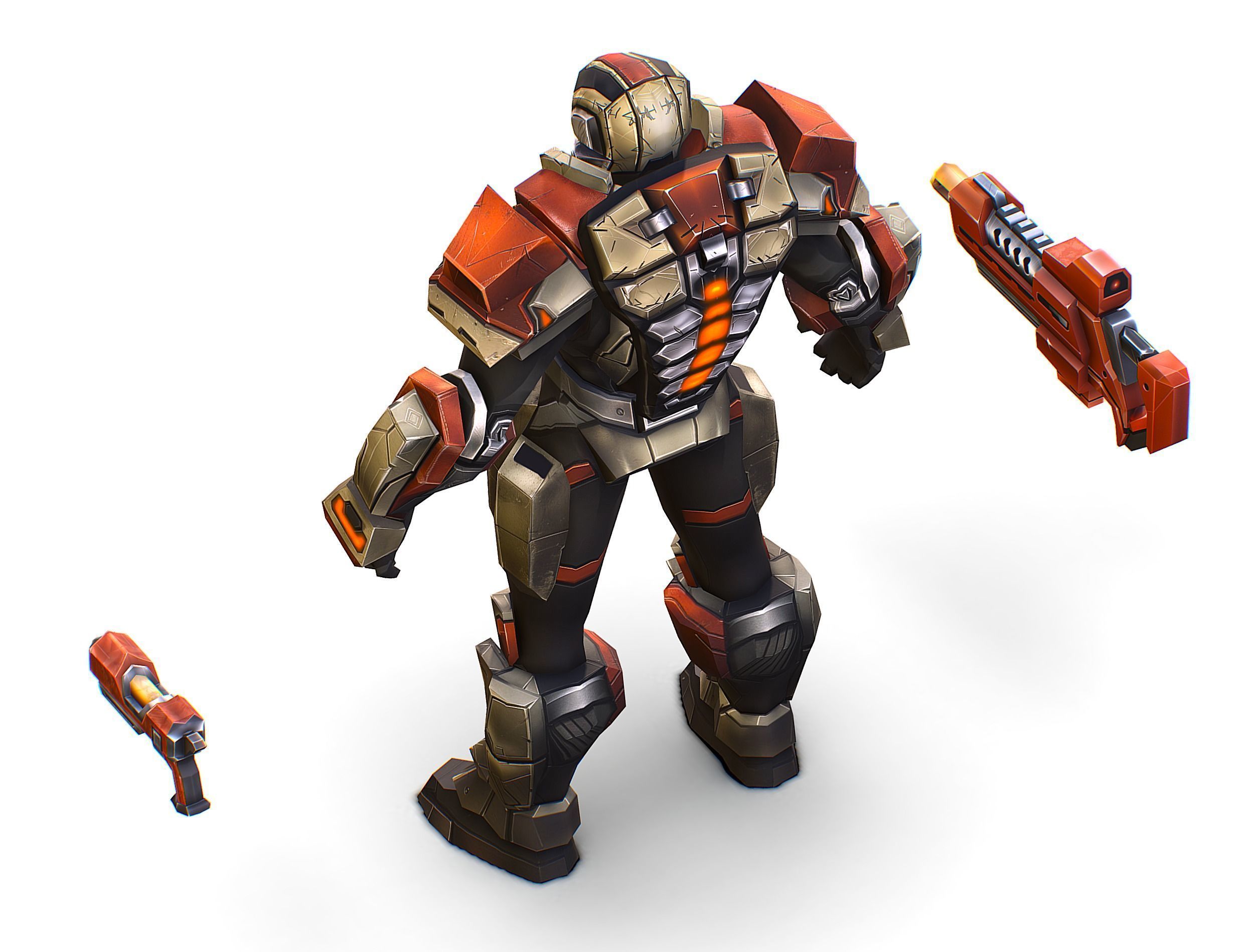 Cartoon Sci-Fi Cyborg Drone Trooper Soldier Low-poly 3D model_14