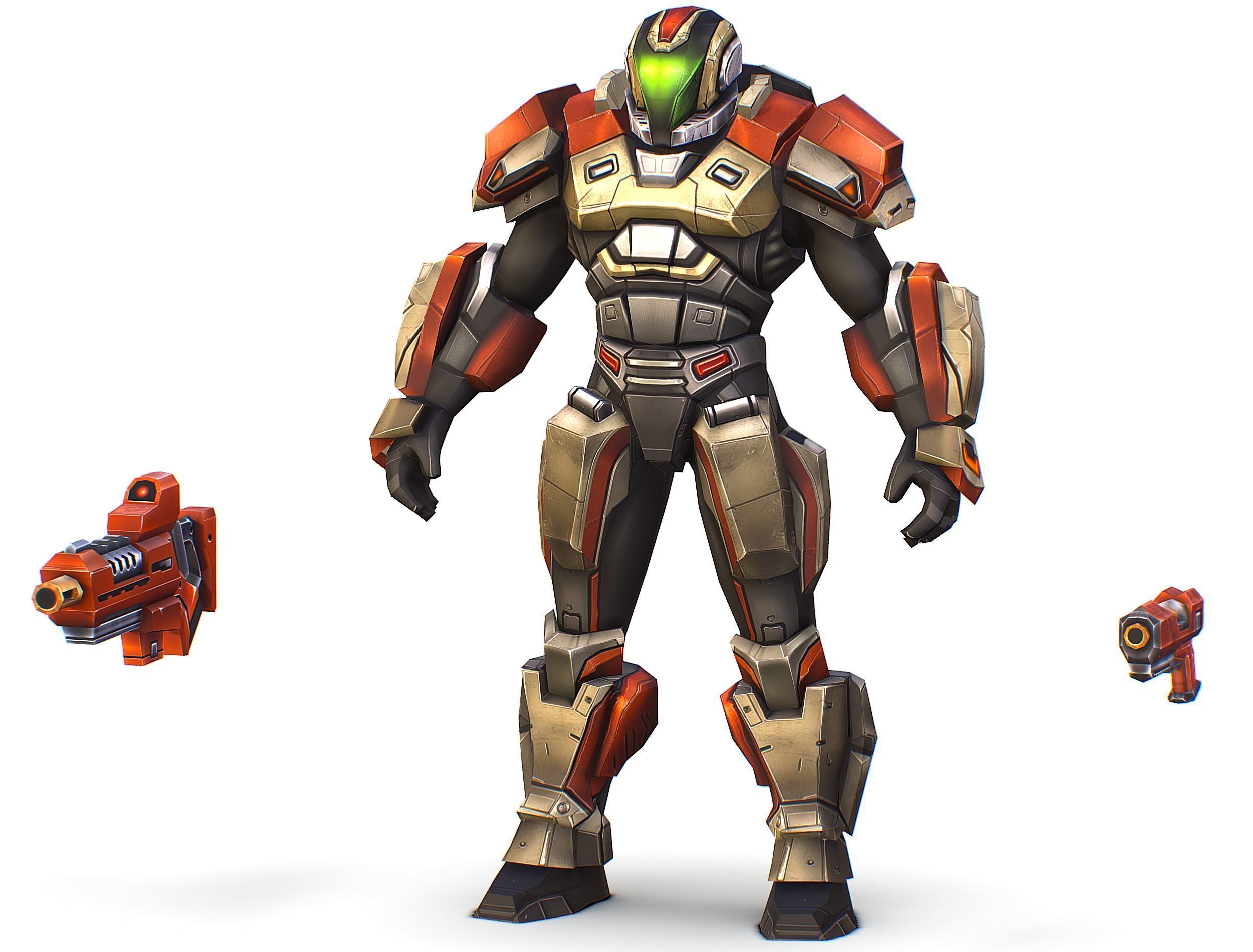 Cartoon Sci-Fi Cyborg Drone Trooper Soldier Low-poly 3D model_2