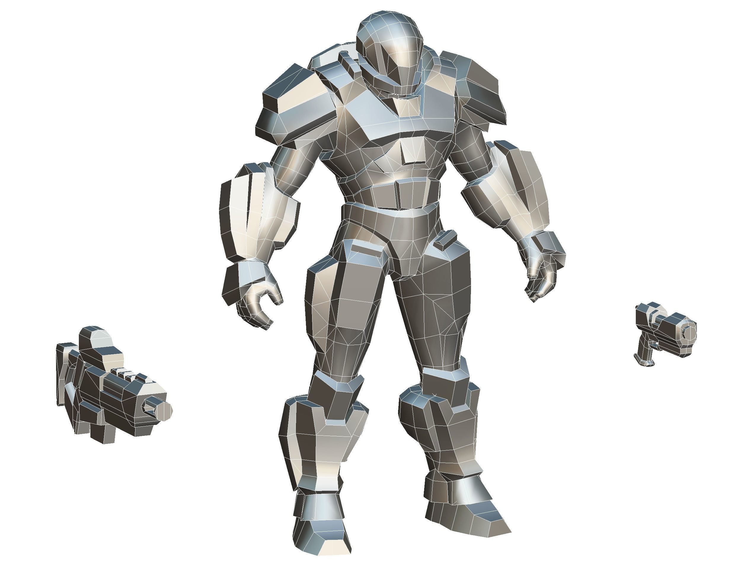 Cartoon Sci-Fi Cyborg Drone Trooper Soldier Low-poly 3D model_59