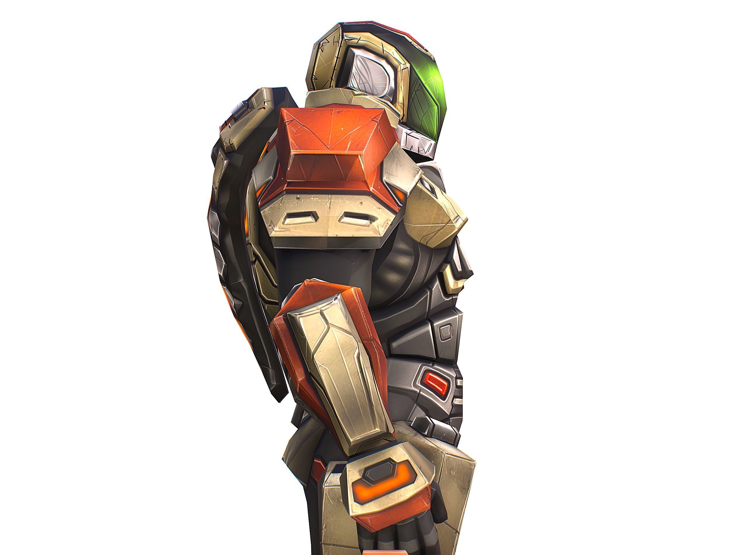 Cartoon Sci-Fi Cyborg Drone Trooper Soldier Low-poly 3D model_28