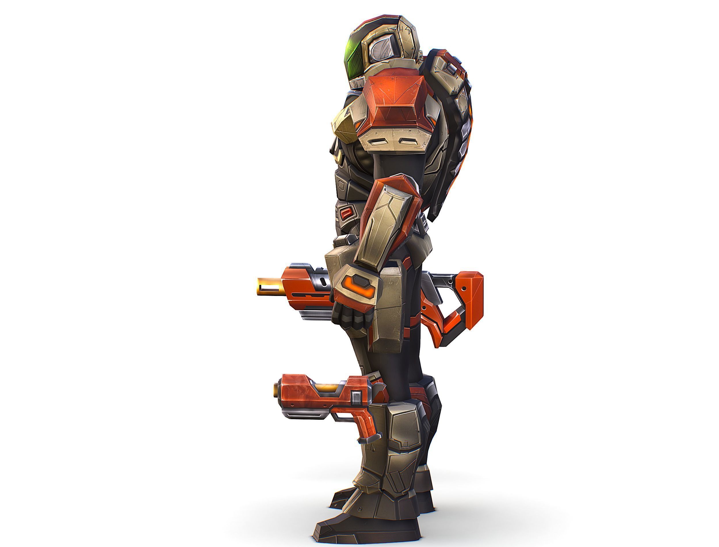 Cartoon Sci-Fi Cyborg Drone Trooper Soldier Low-poly 3D model_5