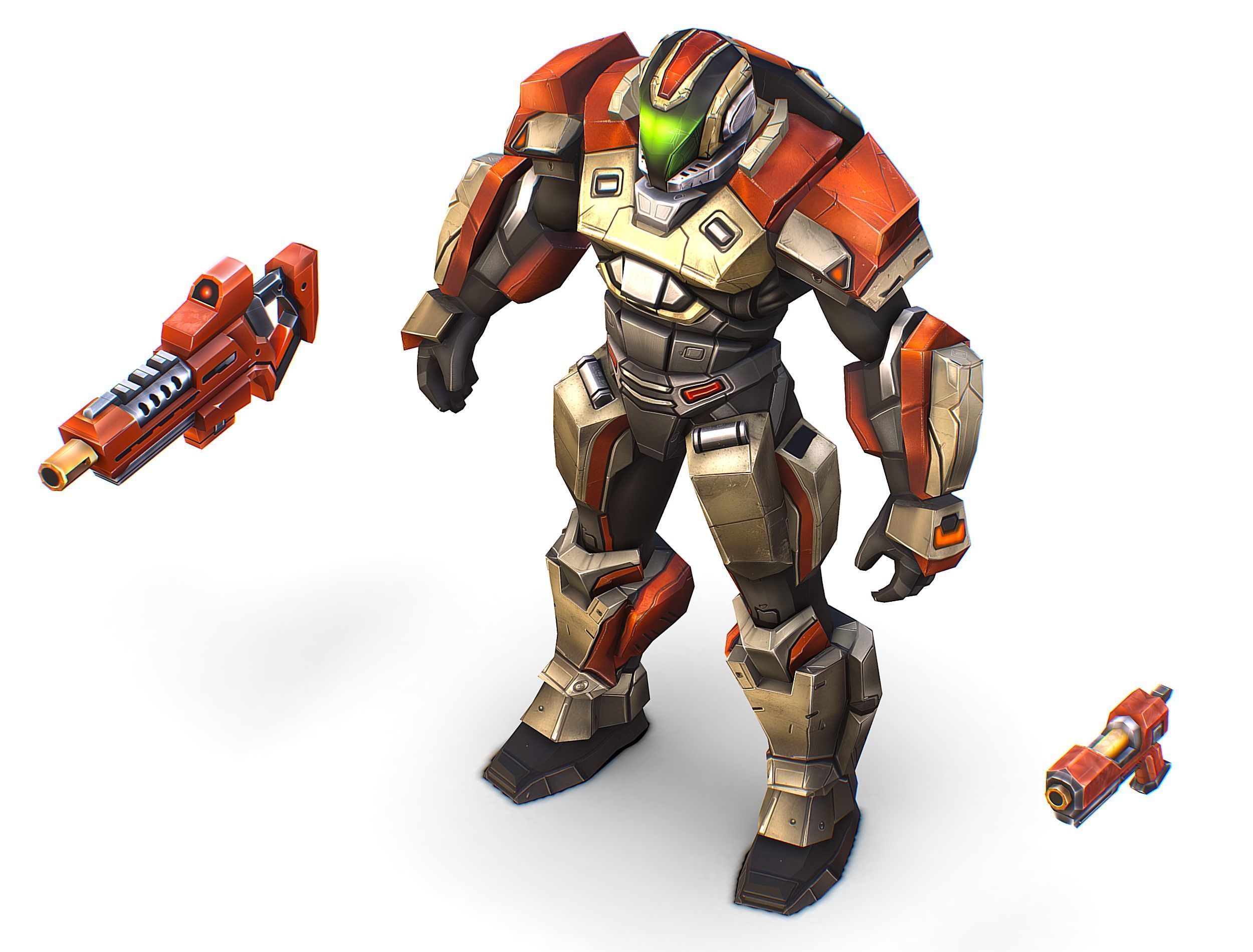 Cartoon Sci-Fi Cyborg Drone Trooper Soldier Low-poly 3D model_13