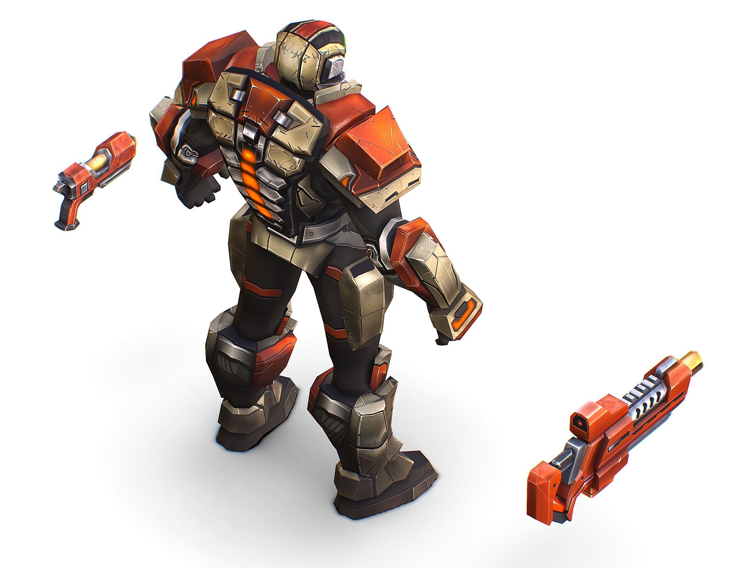 Cartoon Sci-Fi Cyborg Drone Trooper Soldier Low-poly 3D model_15