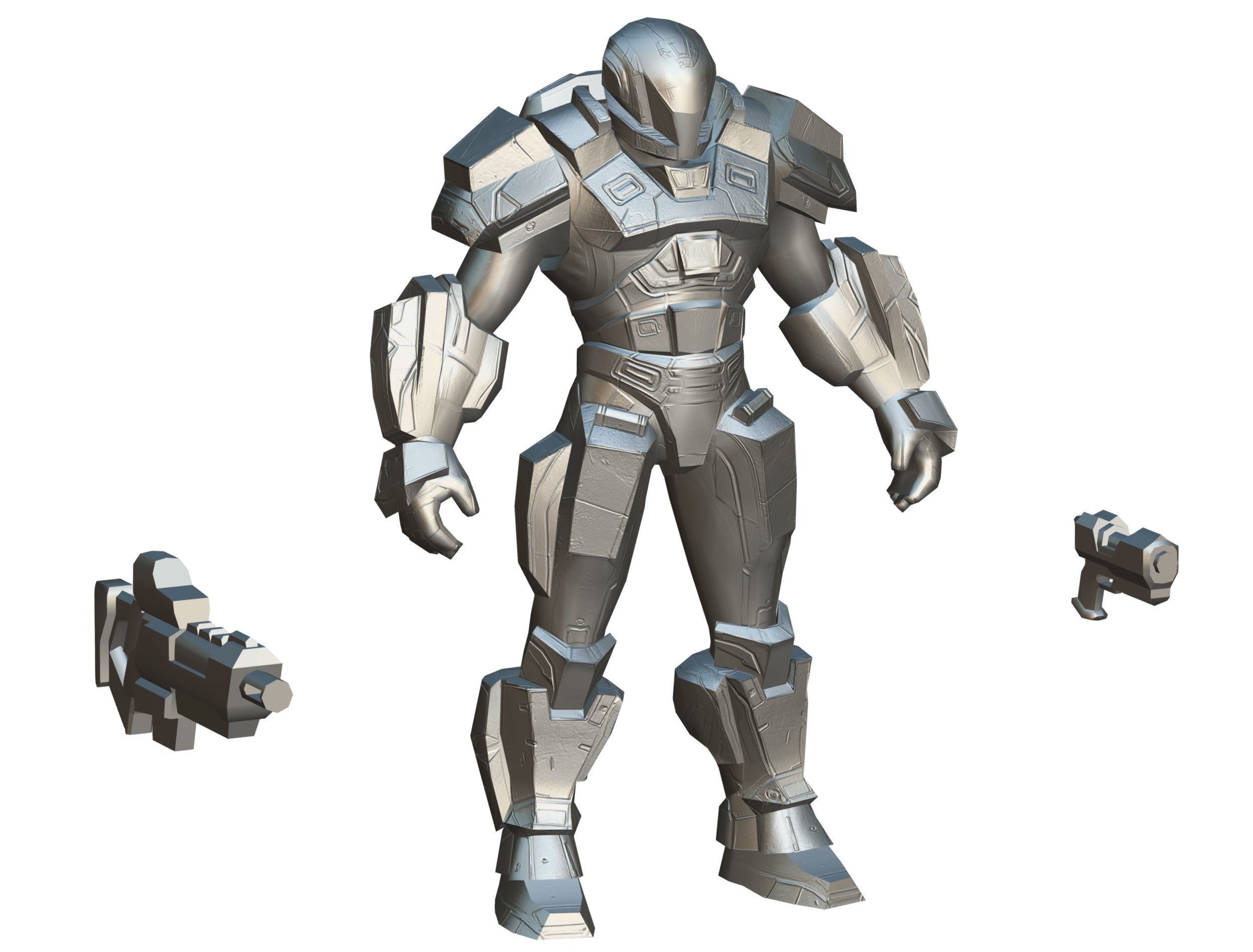 Cartoon Sci-Fi Cyborg Drone Trooper Soldier Low-poly 3D model_60