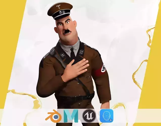 Adolf Hitler Cartoon 3d Low-poly 3D model