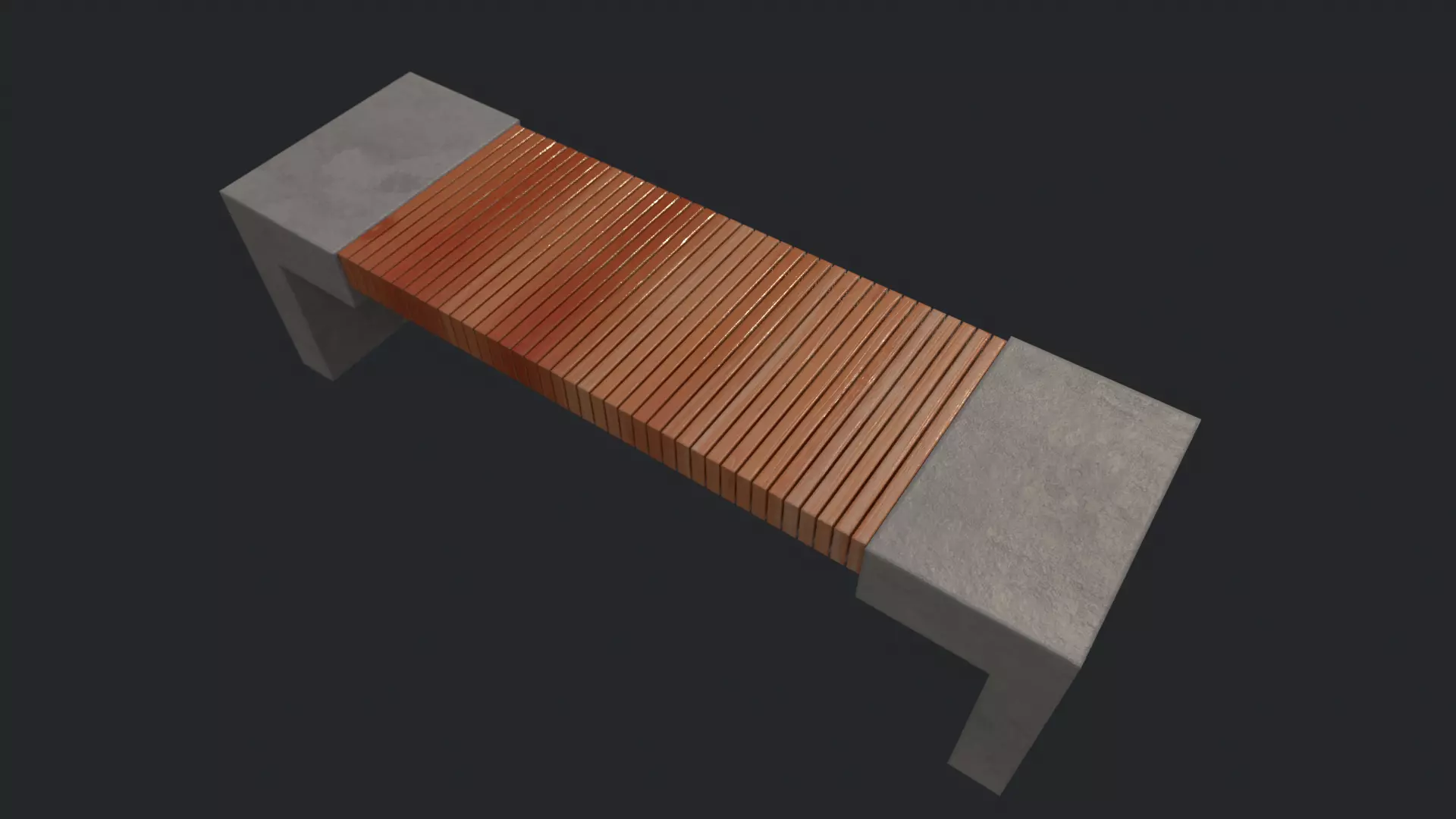 Street Bench v2 Low Poly Street Asset Low-poly 3D model Low-poly 3D model_0