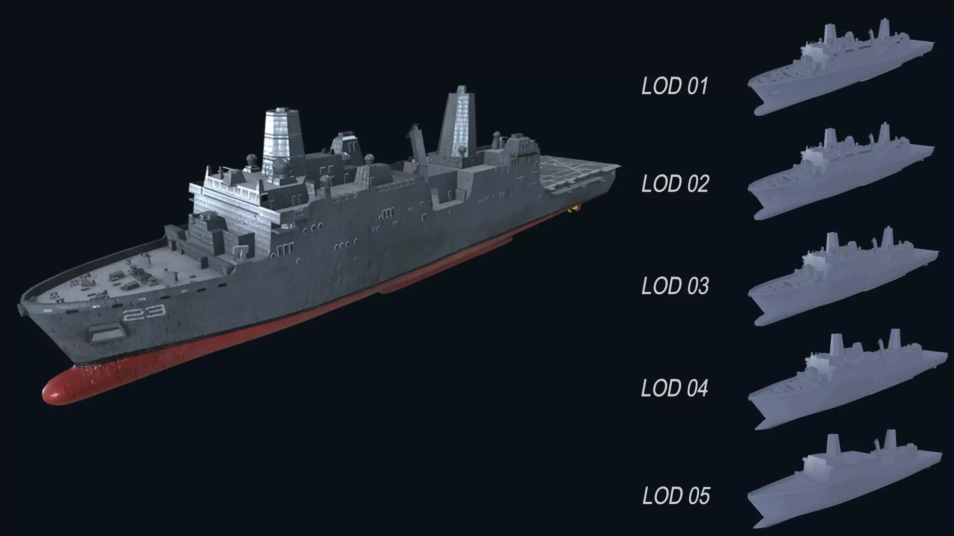 Asset - Army - USS Anchorage - 3D MODEL Low-poly Low-poly 3D model_0