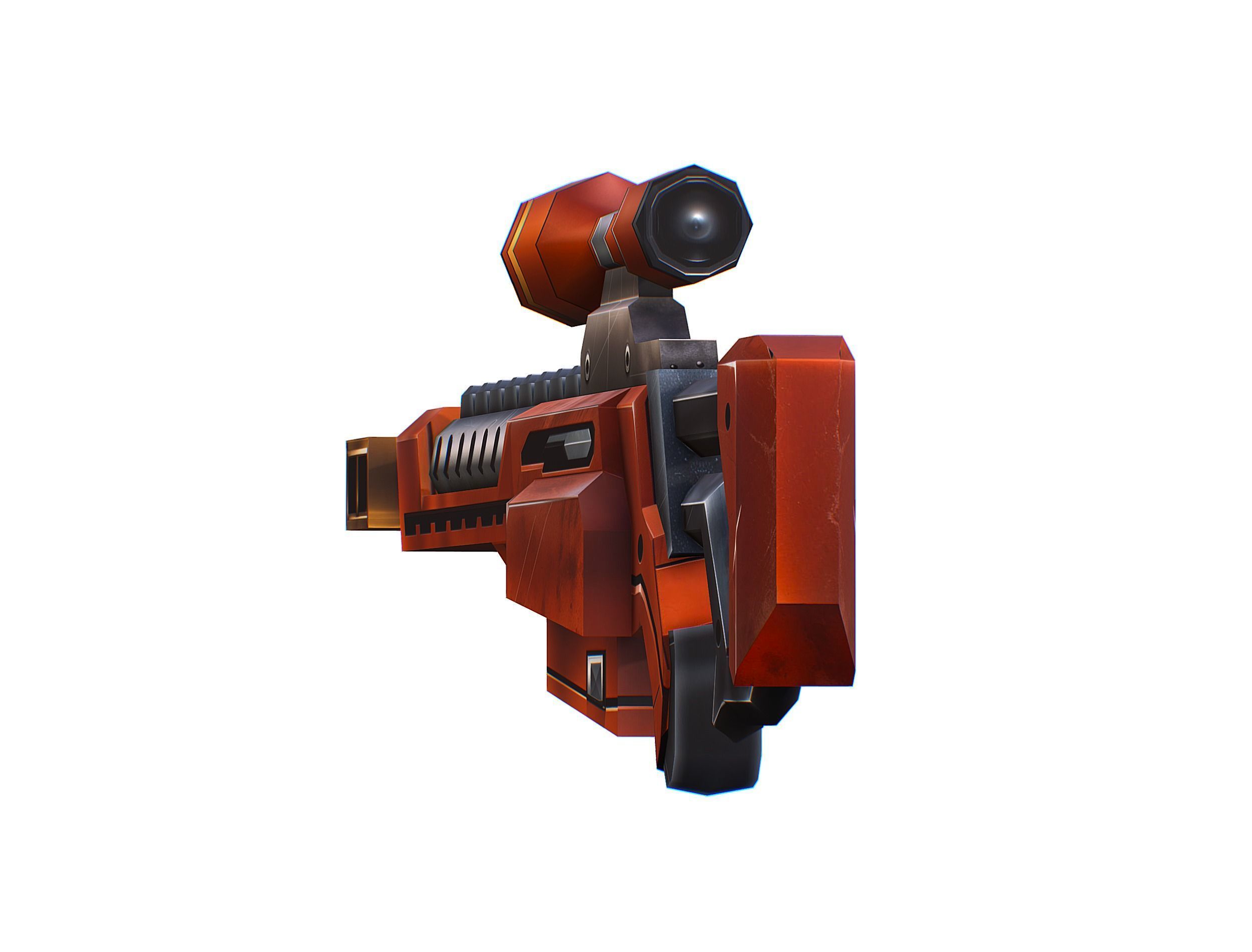 Cartoon Sci-Fi Cyborg Drone Sniper Soldier Low-poly 3D model_70