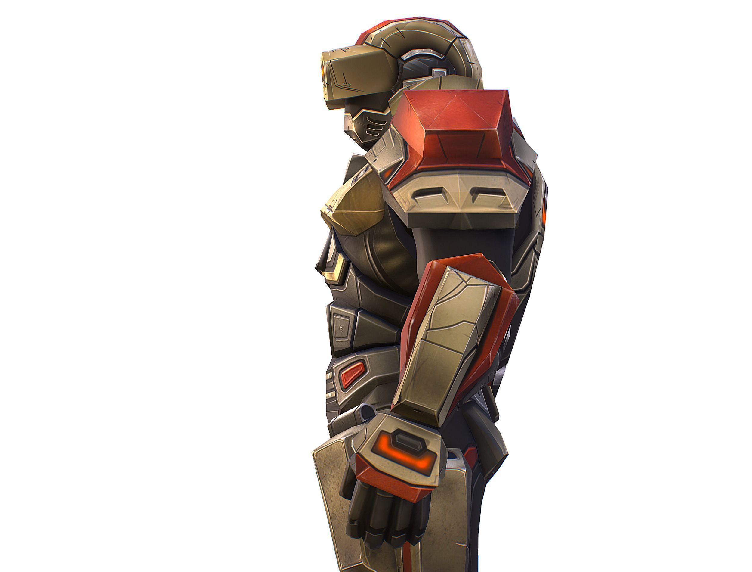 Cartoon Sci-Fi Cyborg Drone Sniper Soldier Low-poly 3D model_28