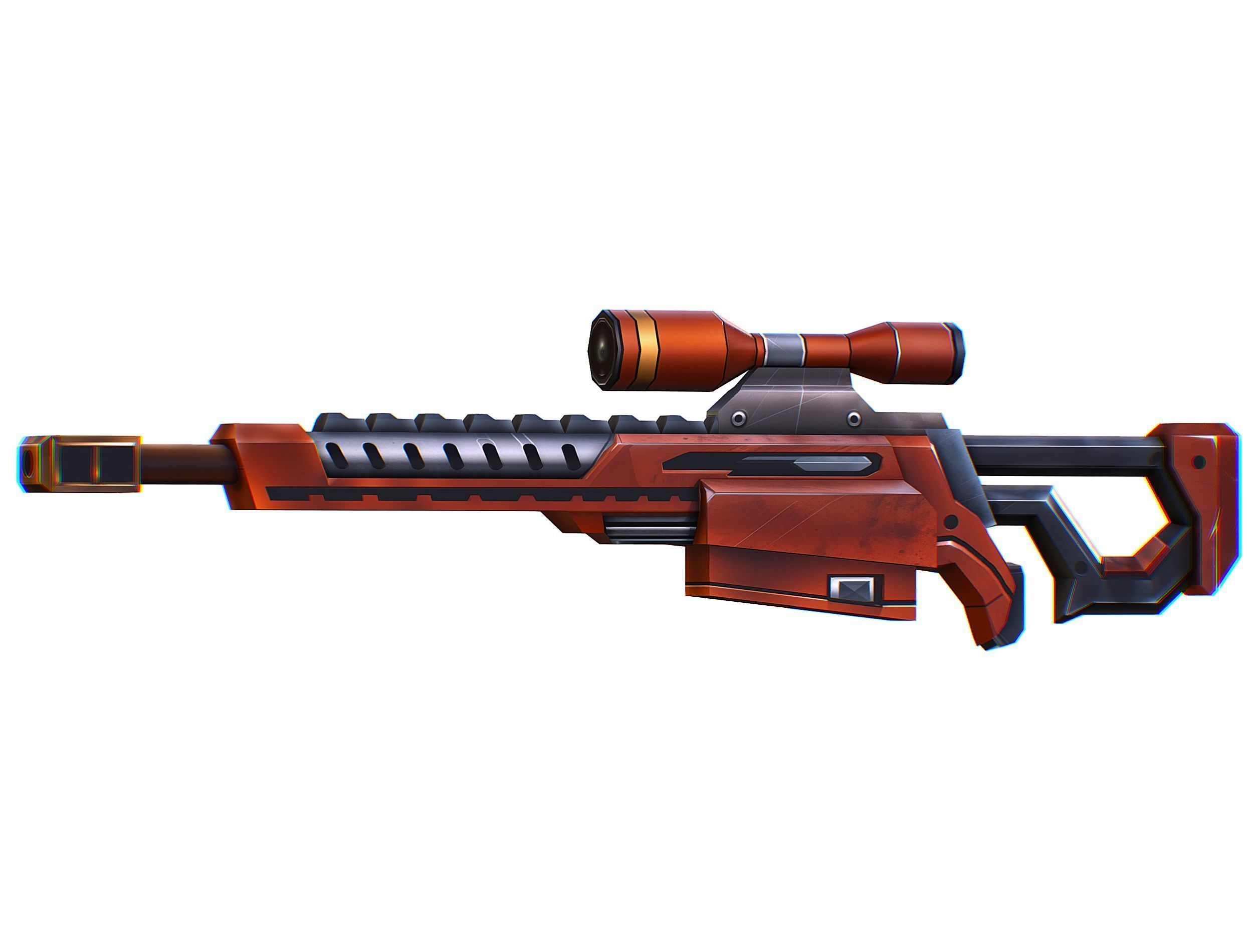 Cartoon Sci-Fi Cyborg Drone Sniper Soldier Low-poly 3D model_66