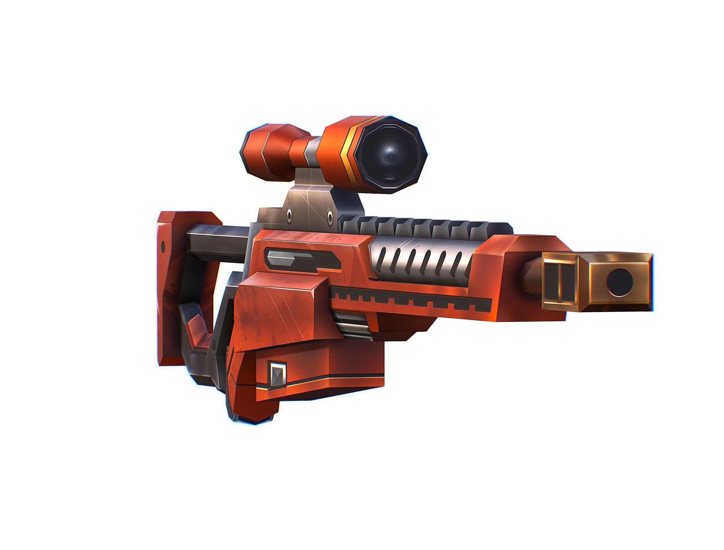 Cartoon Sci-Fi Cyborg Drone Sniper Soldier Low-poly 3D model_59