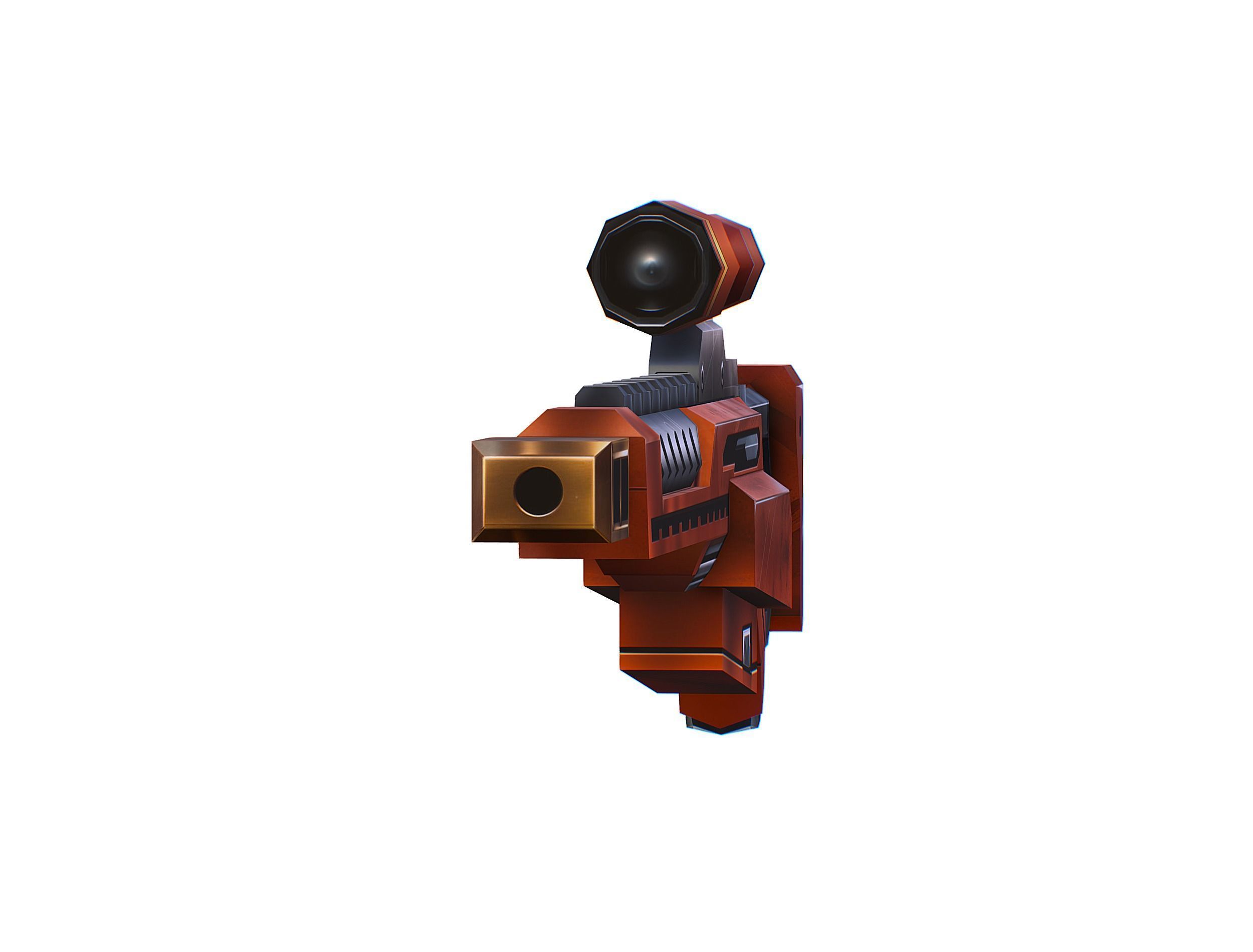 Cartoon Sci-Fi Cyborg Drone Sniper Soldier Low-poly 3D model_62