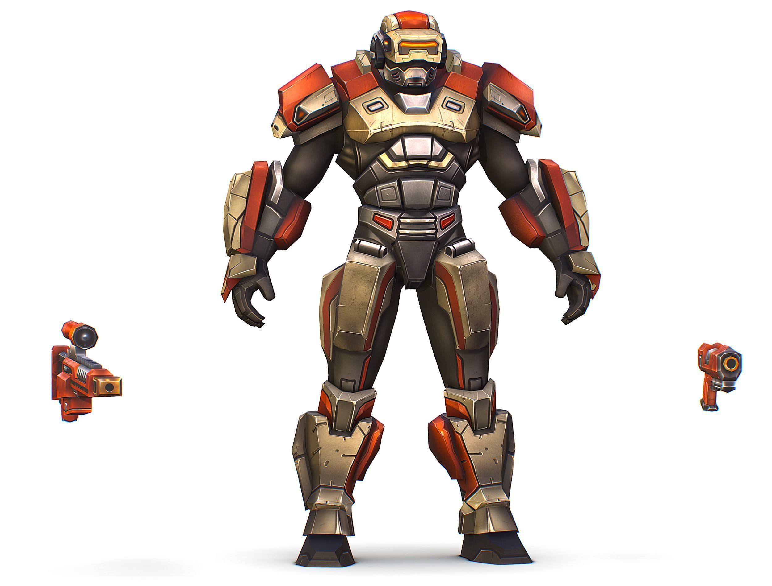 Cartoon Sci-Fi Cyborg Drone Sniper Soldier Low-poly 3D model_14