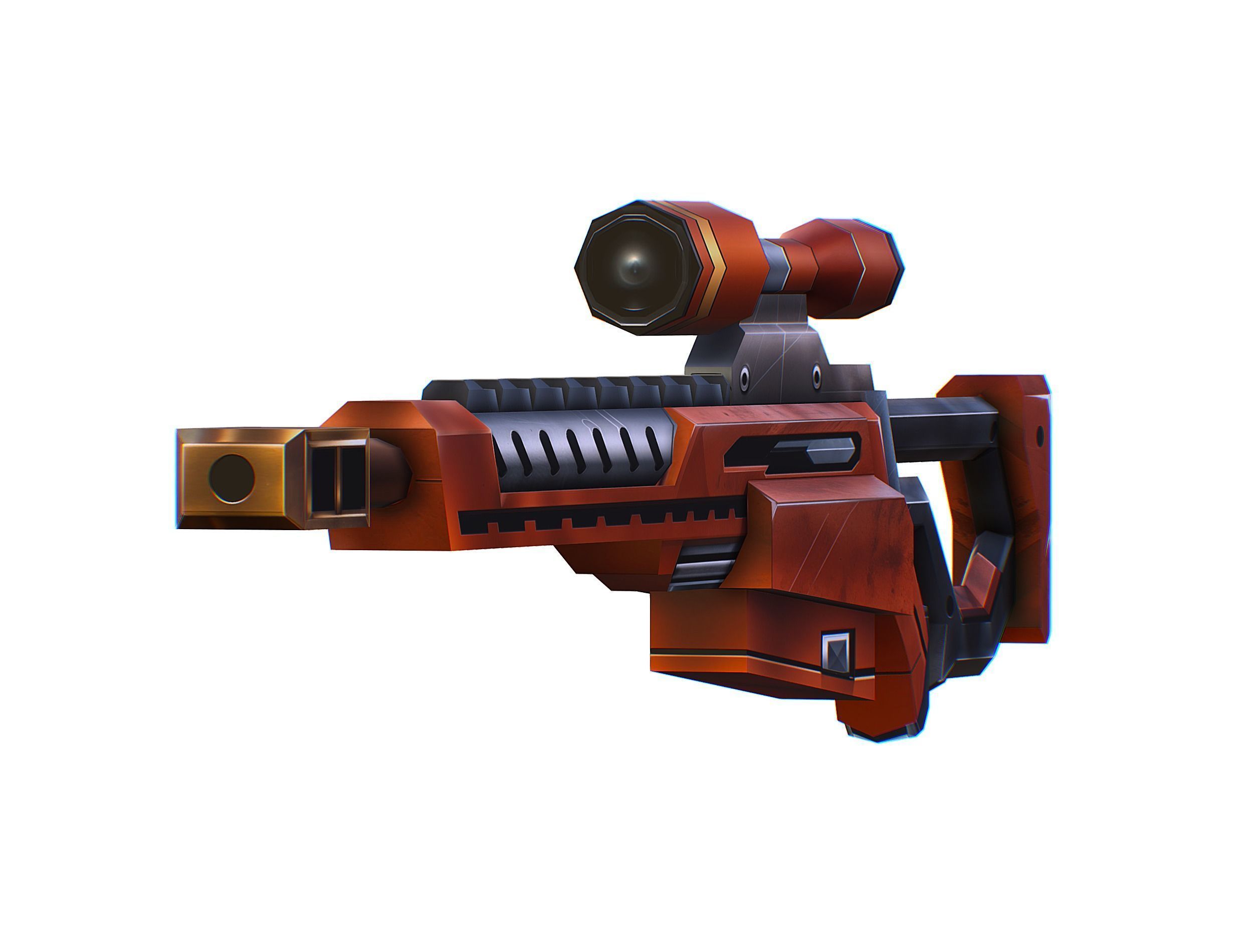 Cartoon Sci-Fi Cyborg Drone Sniper Soldier Low-poly 3D model_63