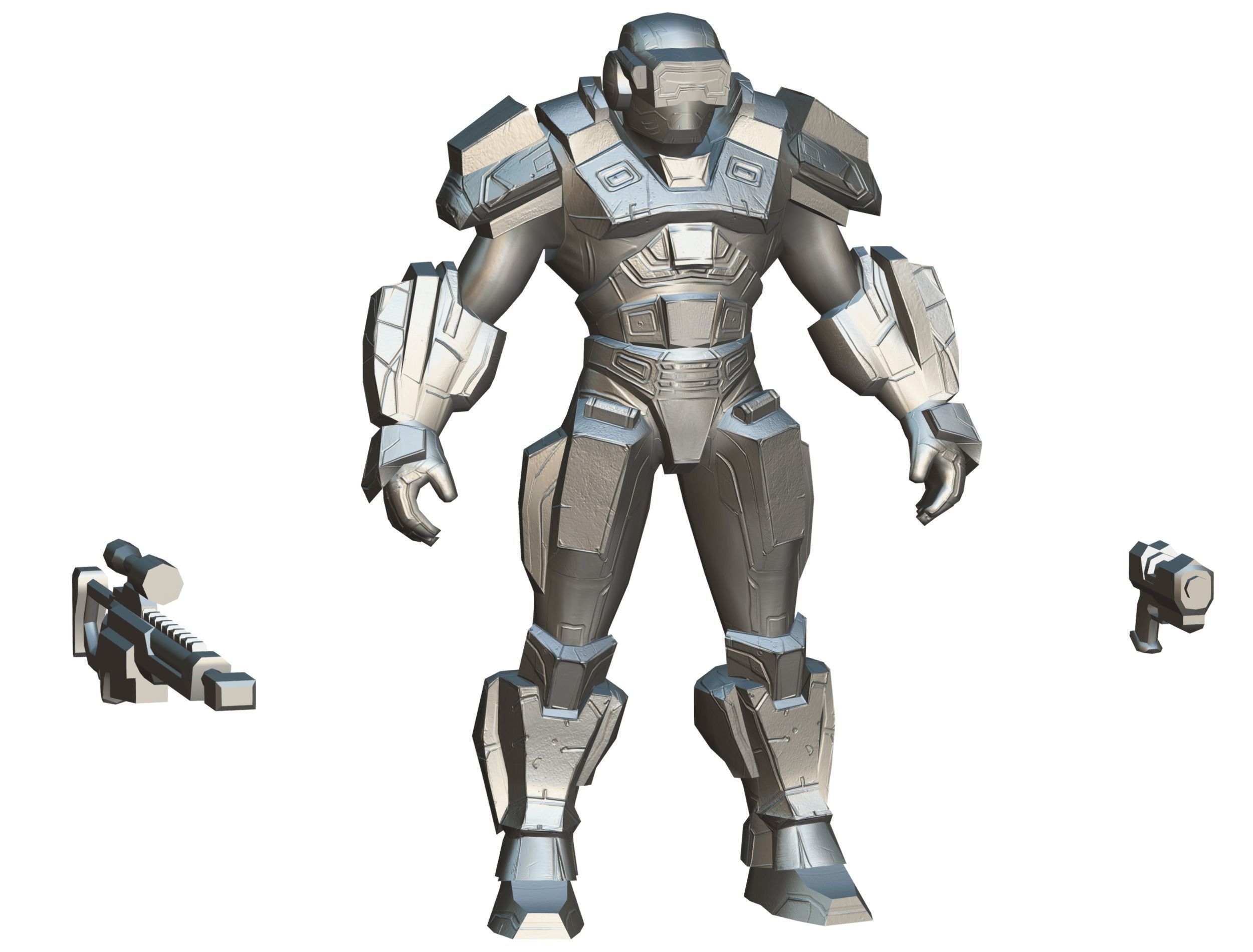 Cartoon Sci-Fi Cyborg Drone Sniper Soldier Low-poly 3D model_87