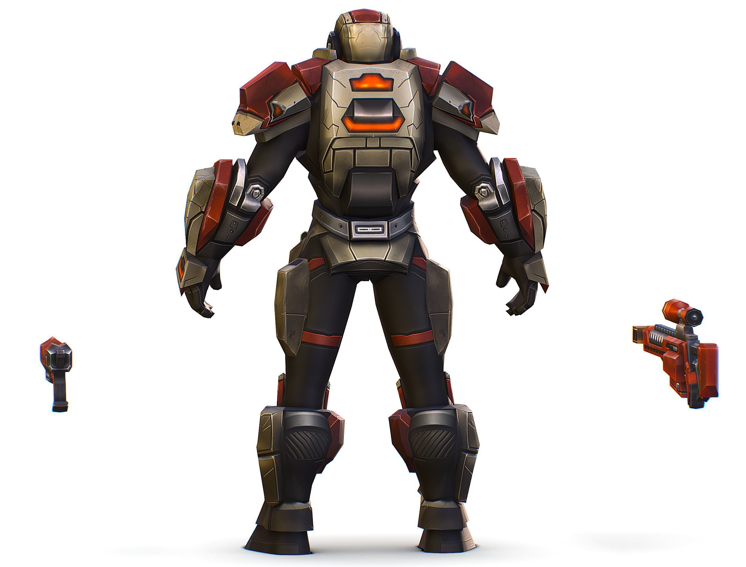 Cartoon Sci-Fi Cyborg Drone Sniper Soldier Low-poly 3D model_8