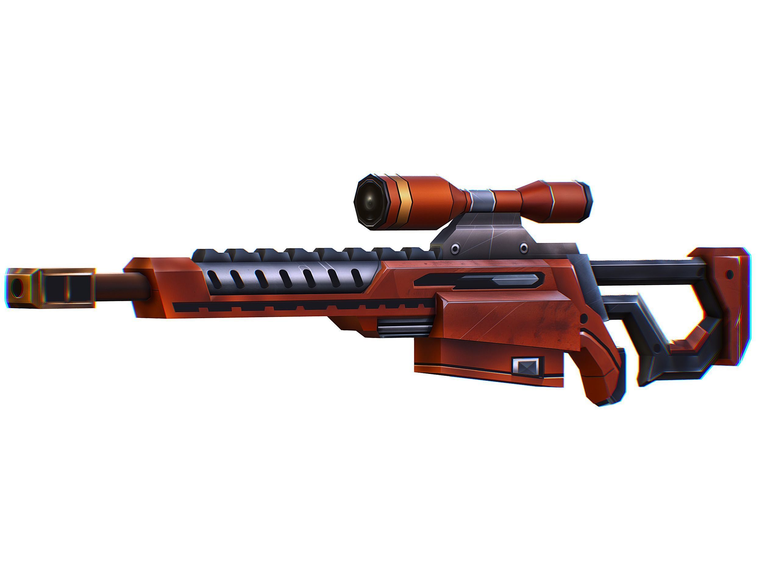 Cartoon Sci-Fi Cyborg Drone Sniper Soldier Low-poly 3D model_65