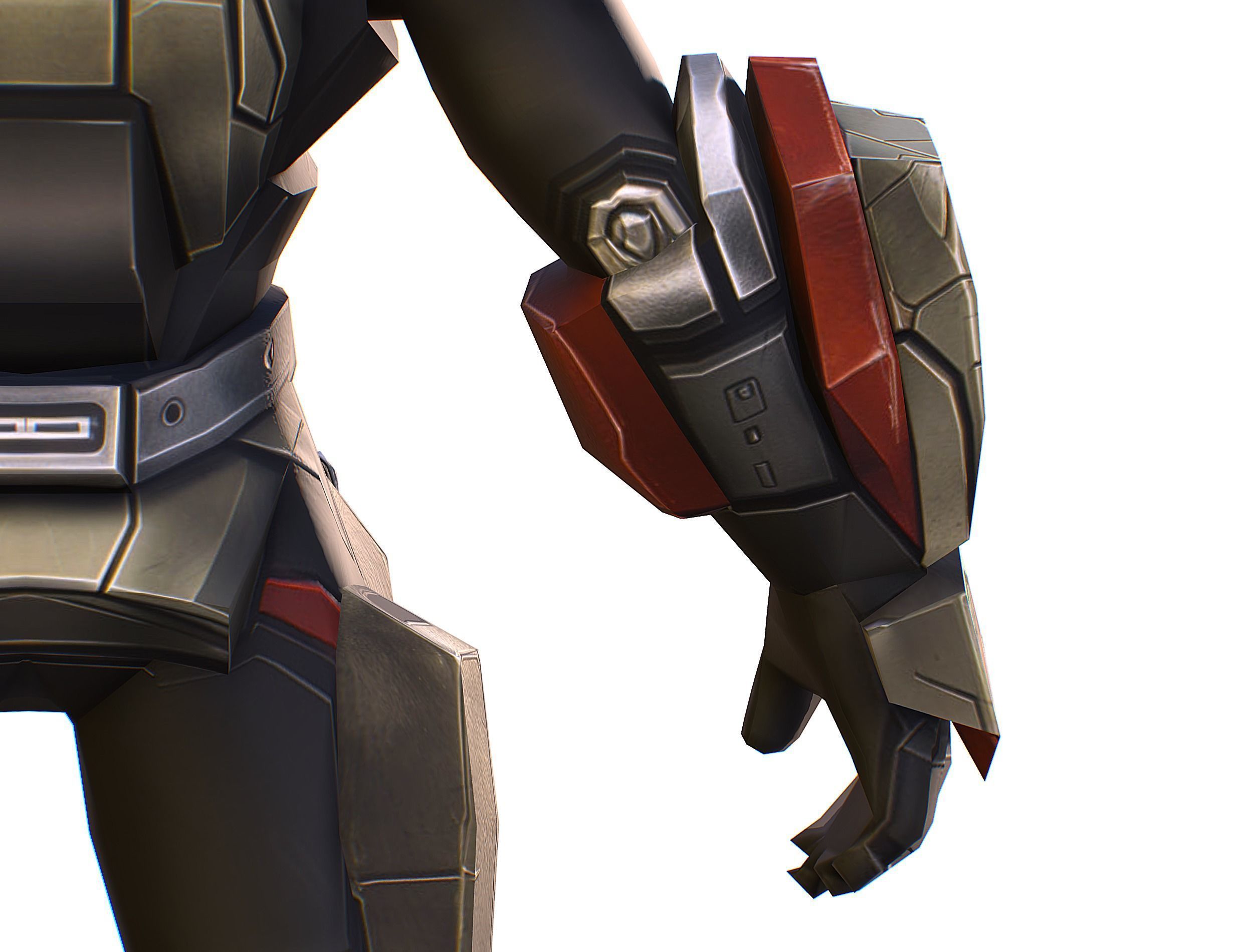 Cartoon Sci-Fi Cyborg Drone Sniper Soldier Low-poly 3D model_24