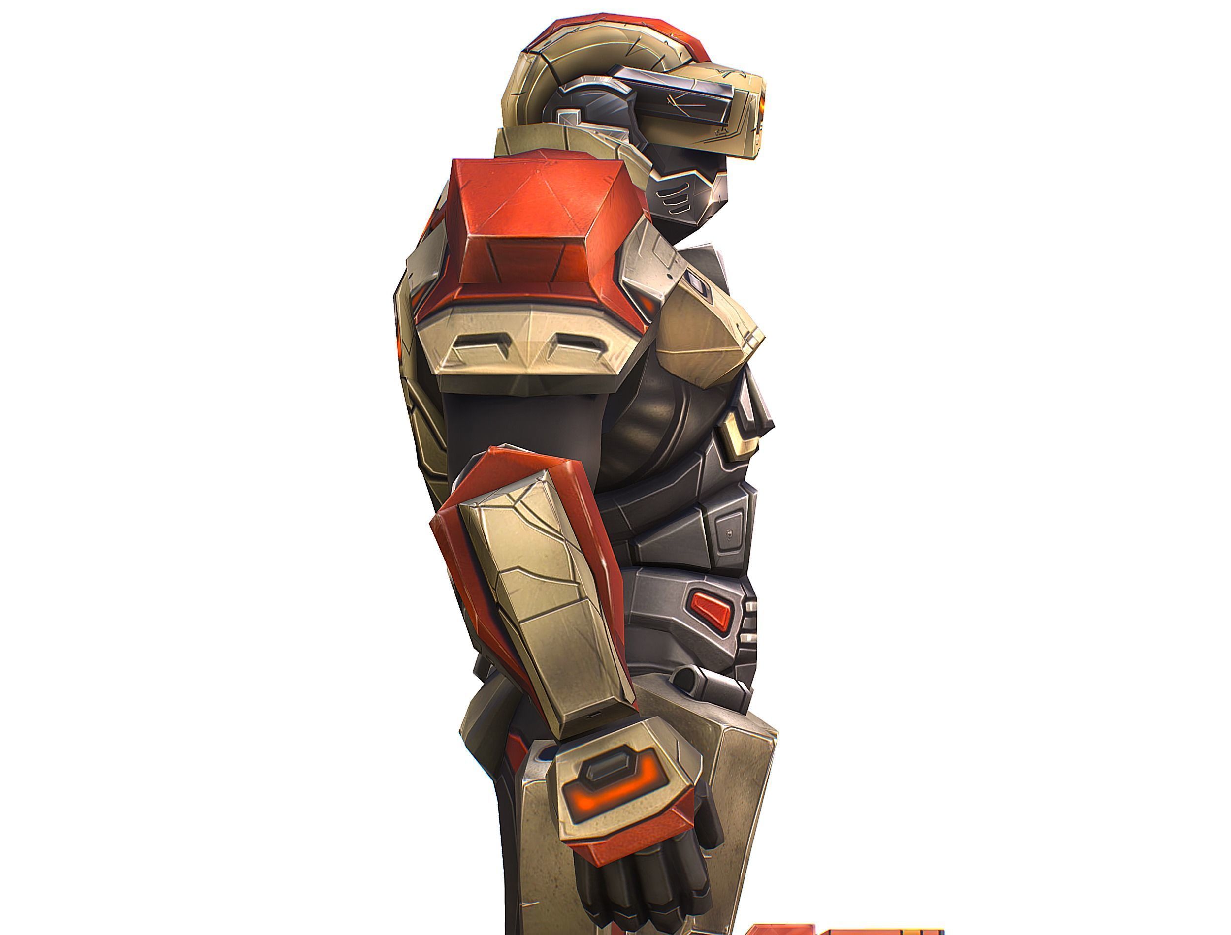 Cartoon Sci-Fi Cyborg Drone Sniper Soldier Low-poly 3D model_27