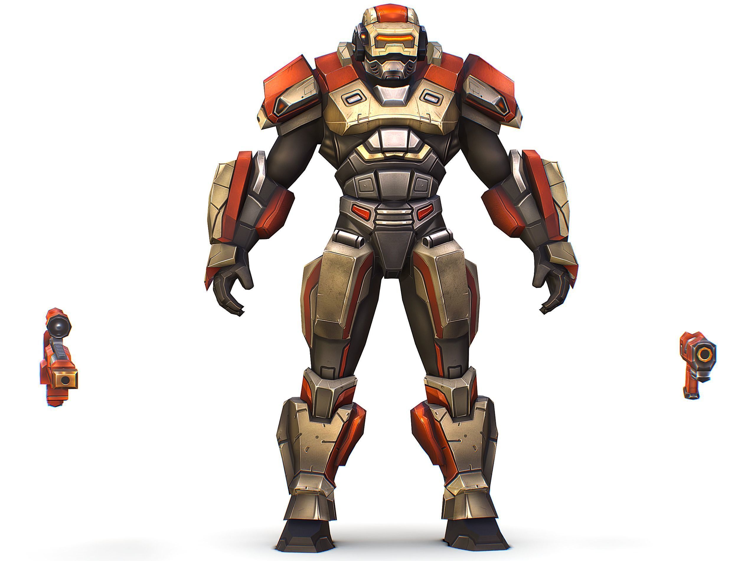 Cartoon Sci-Fi Cyborg Drone Sniper Soldier Low-poly 3D model_1