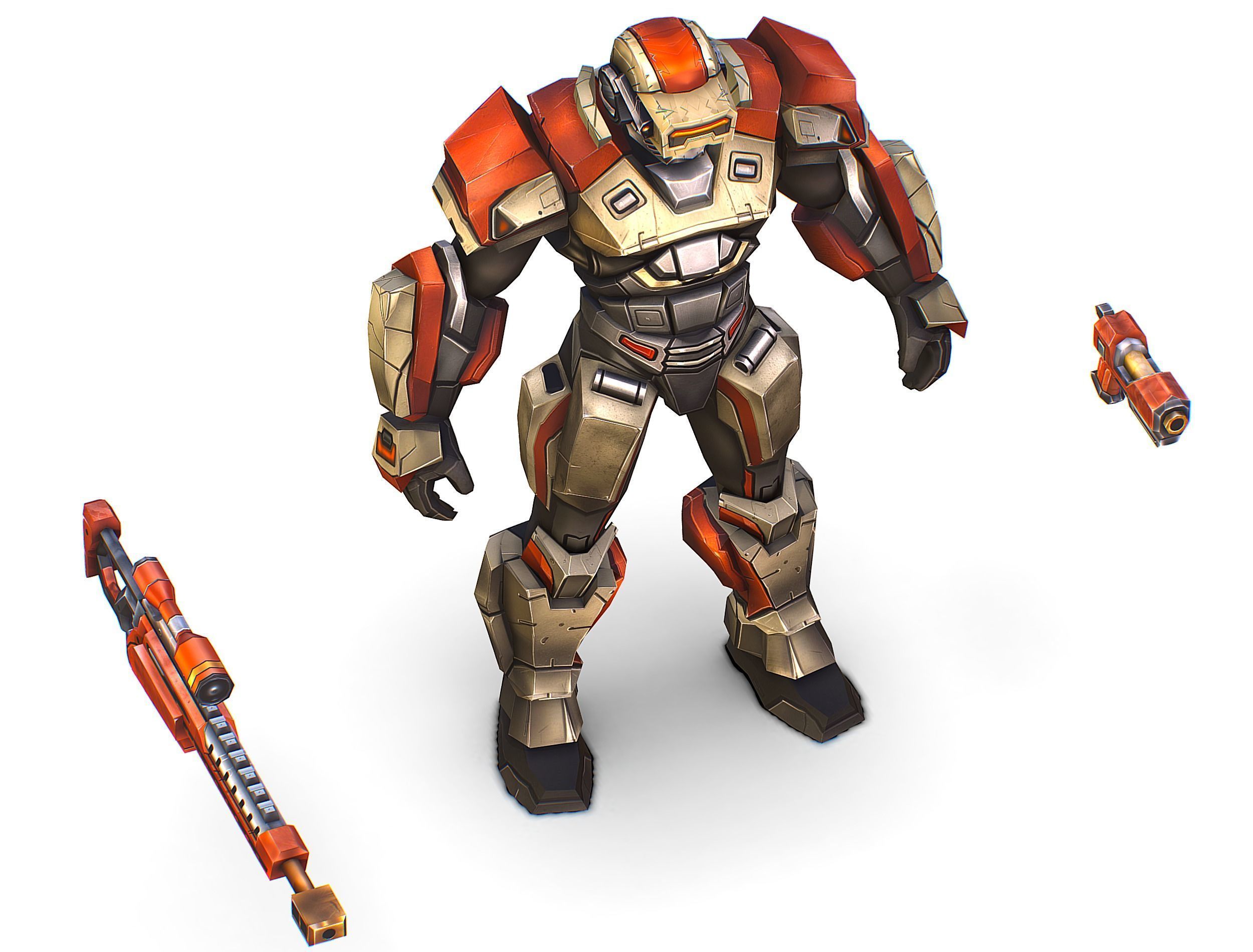 Cartoon Sci-Fi Cyborg Drone Sniper Soldier Low-poly 3D model_30