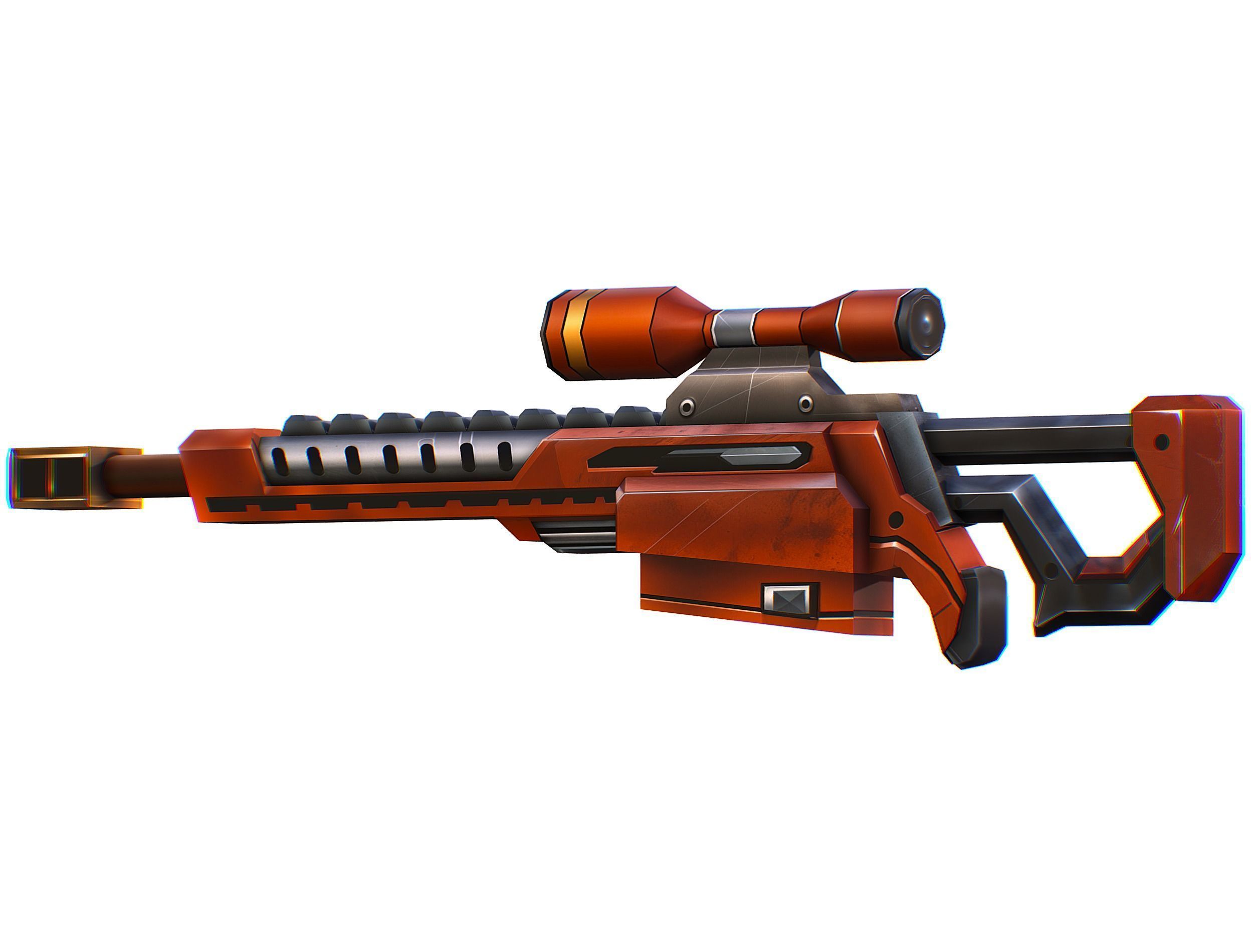 Cartoon Sci-Fi Cyborg Drone Sniper Soldier Low-poly 3D model_67