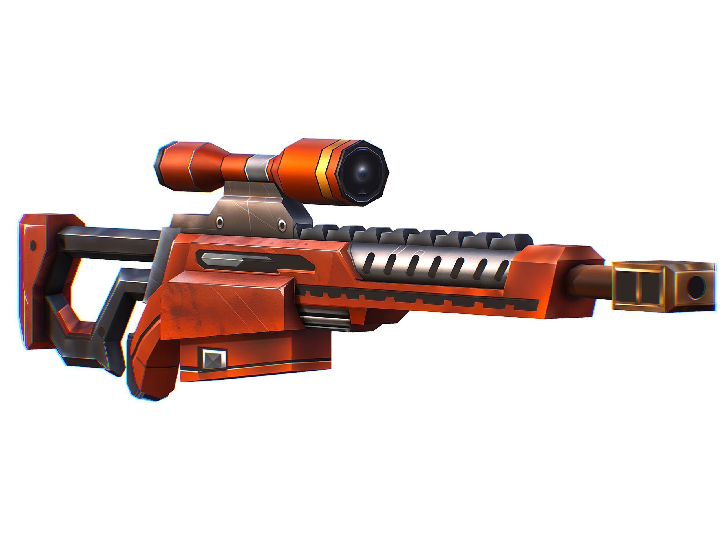 Cartoon Sci-Fi Cyborg Drone Sniper Soldier Low-poly 3D model_57